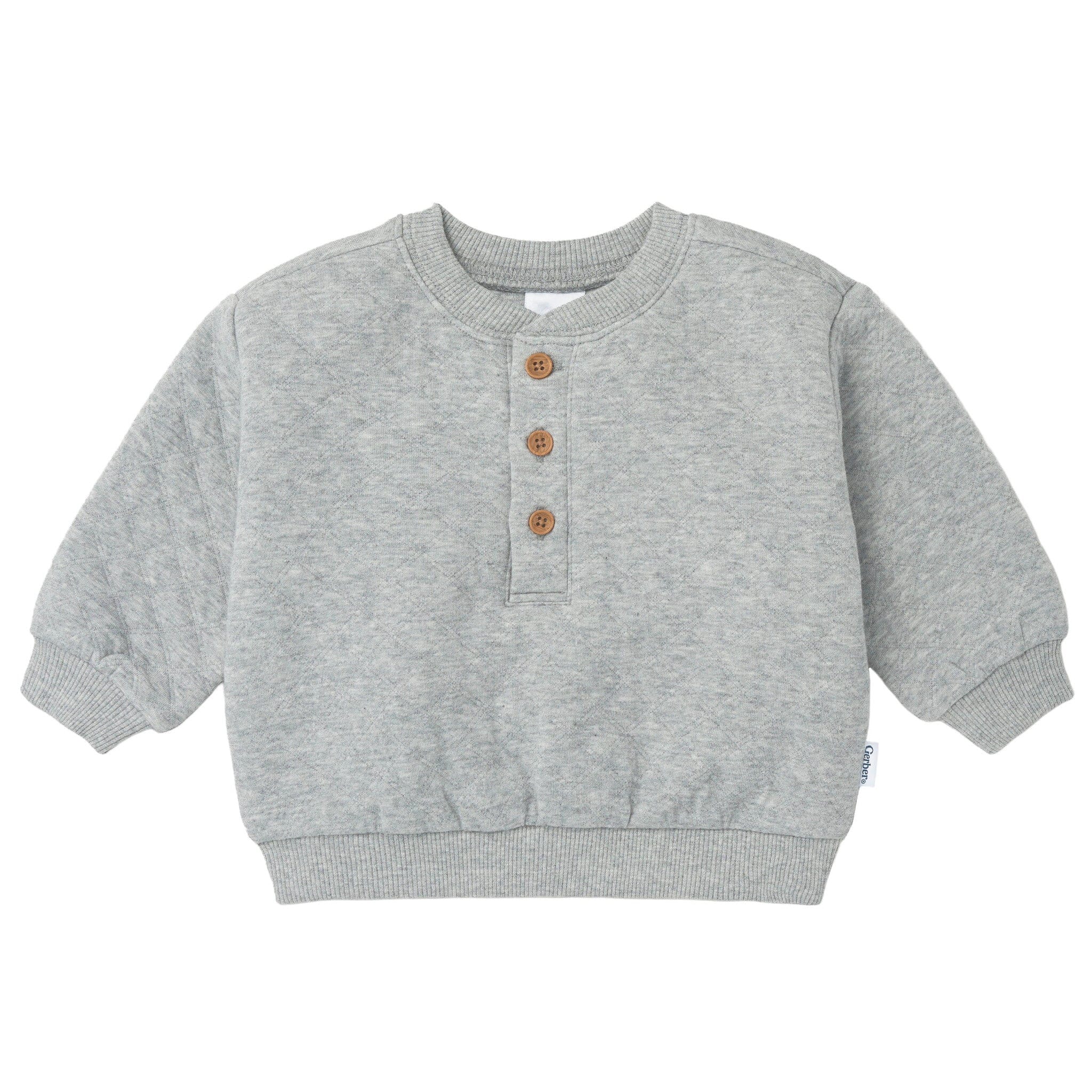 2-Piece Baby Boys Grey Quilted Top & Jogger Set - Image 4