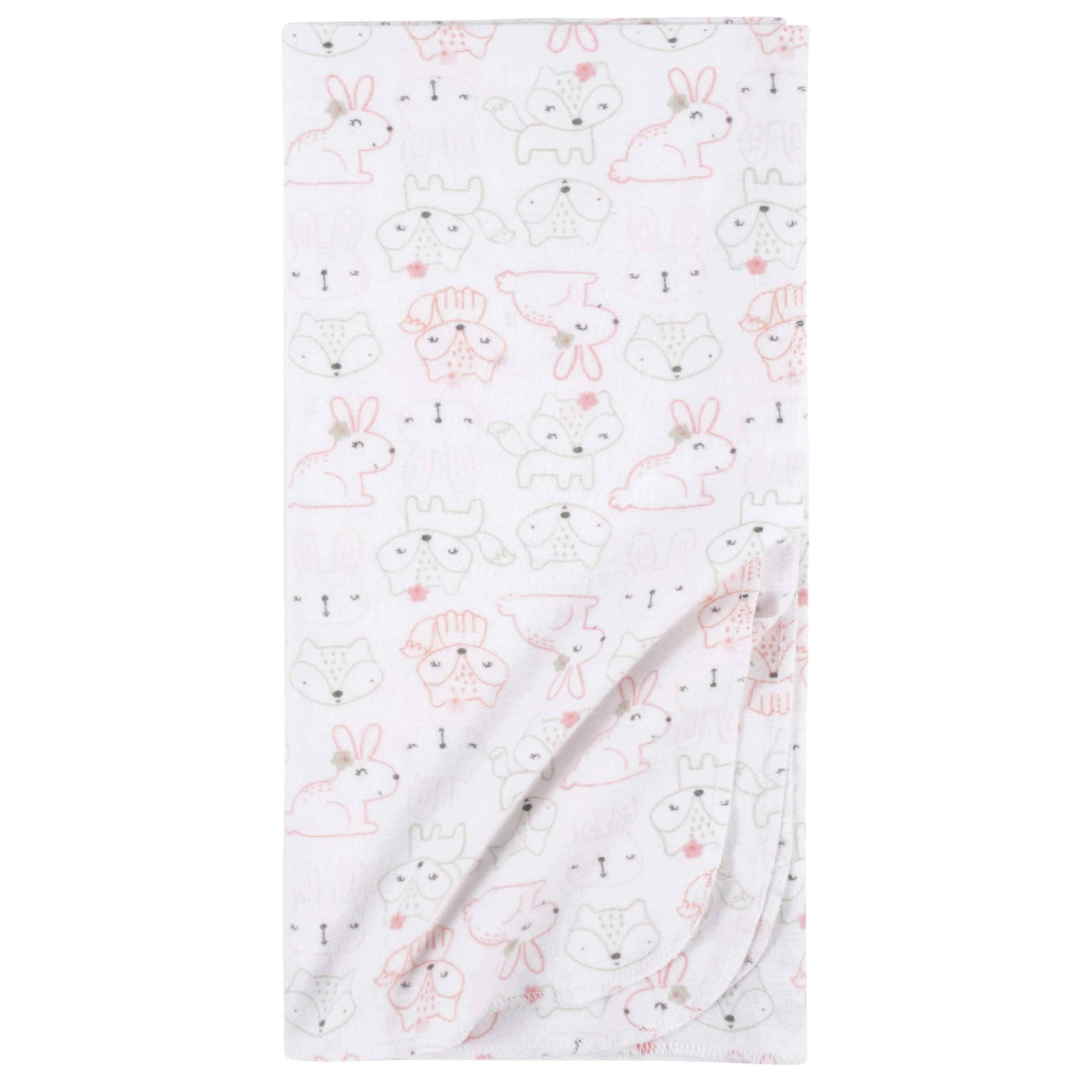 5-Pack Baby Girls Critters Flannel Receiving Blankets - Image 2