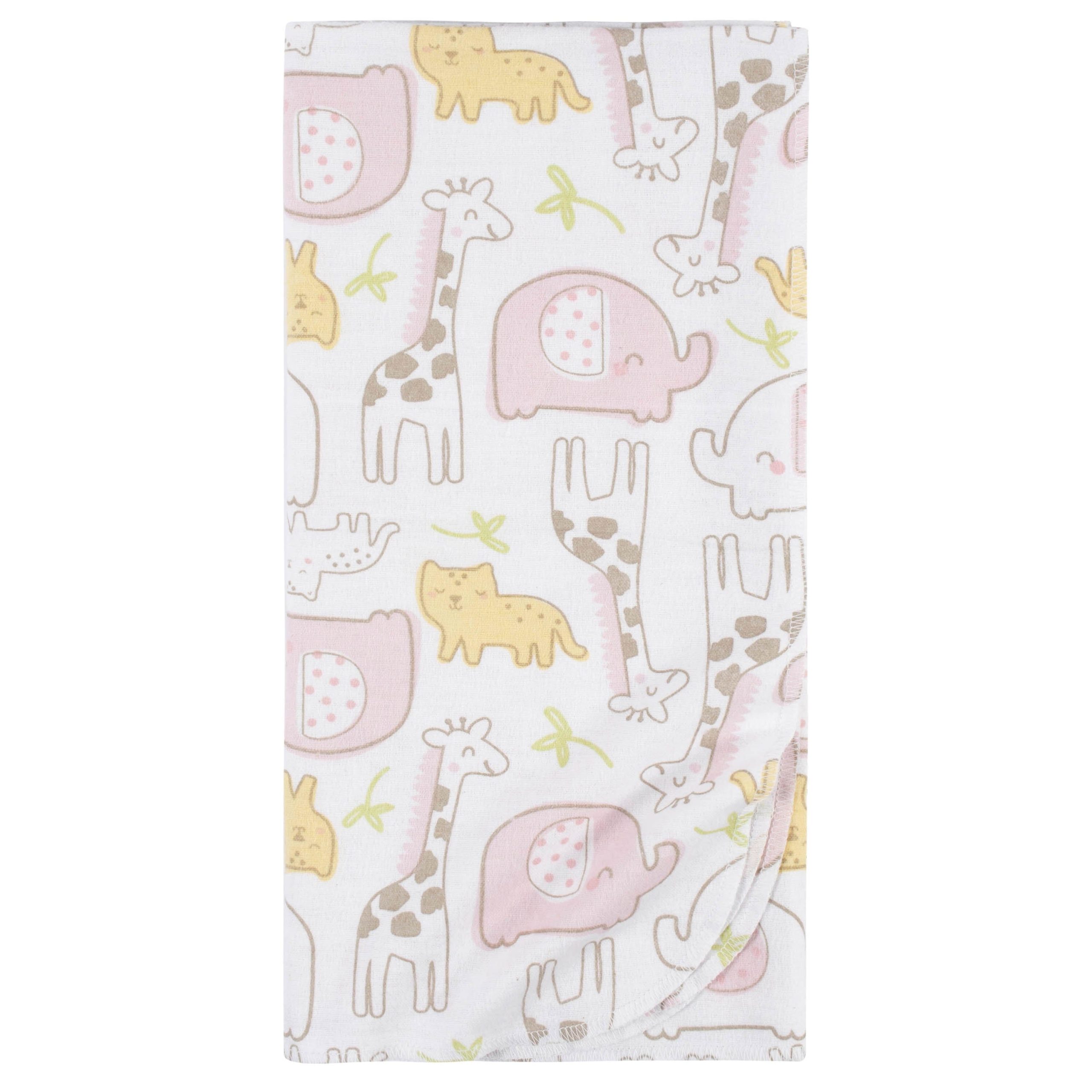 5-Pack Baby Girls Pink Safari Flannel Receiving Blankets - Image 2