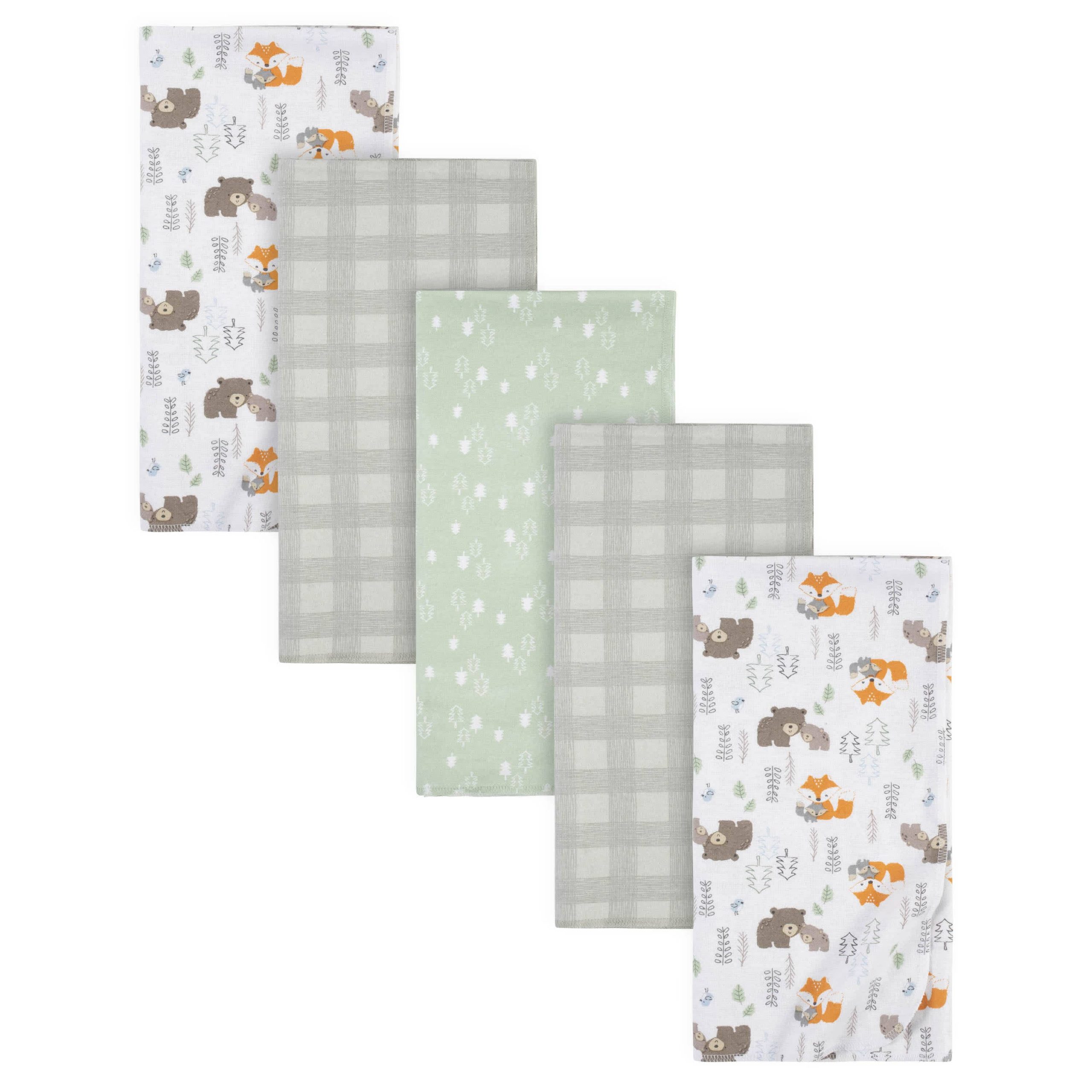 5-Pack Baby Boys Woodland Flannel Receiving Blankets