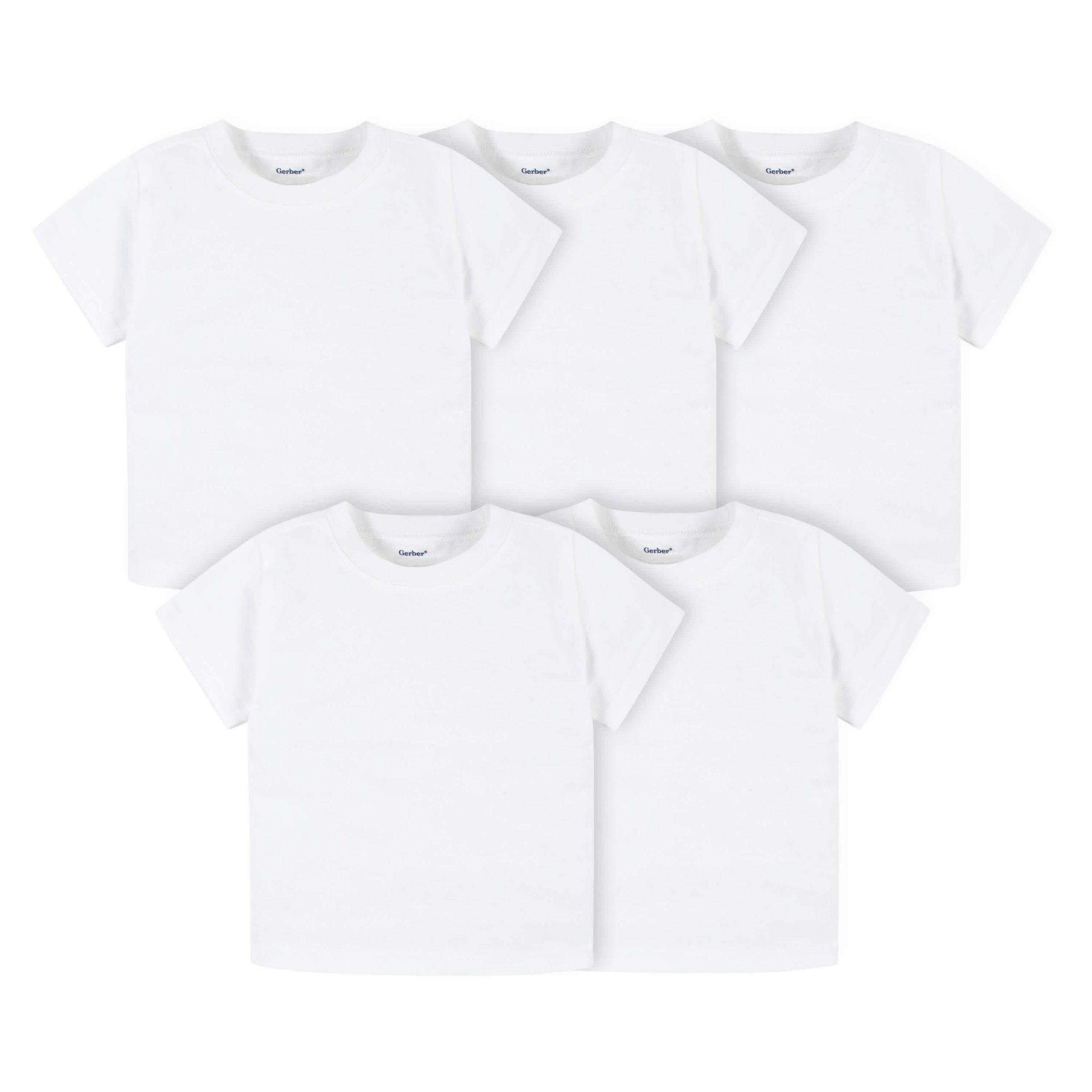 5-Pack Infant & Toddler White Short Sleeve Tees