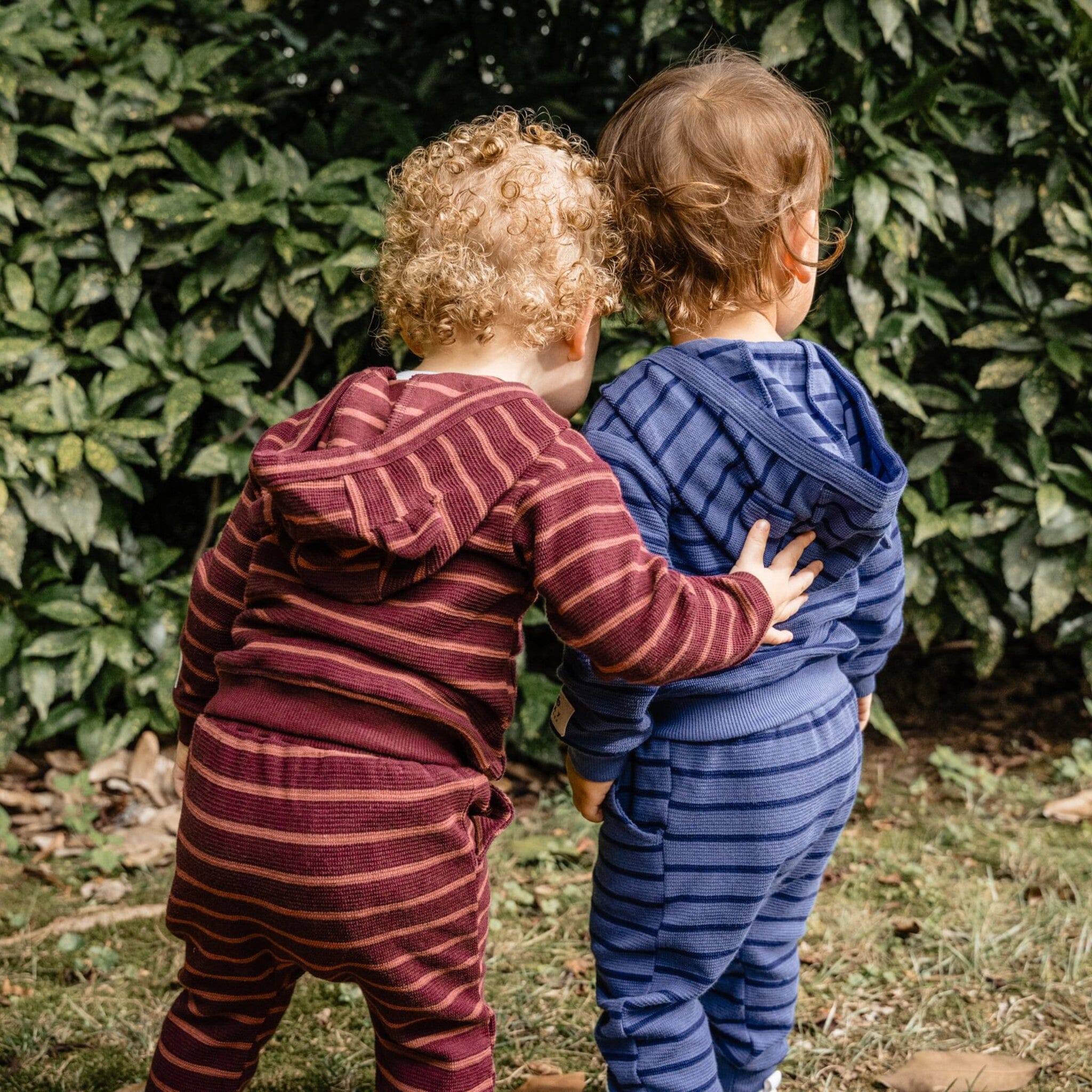 2-Piece Baby Boys Blue Stripe Hooded Jacket & Jogger Set - Image 2