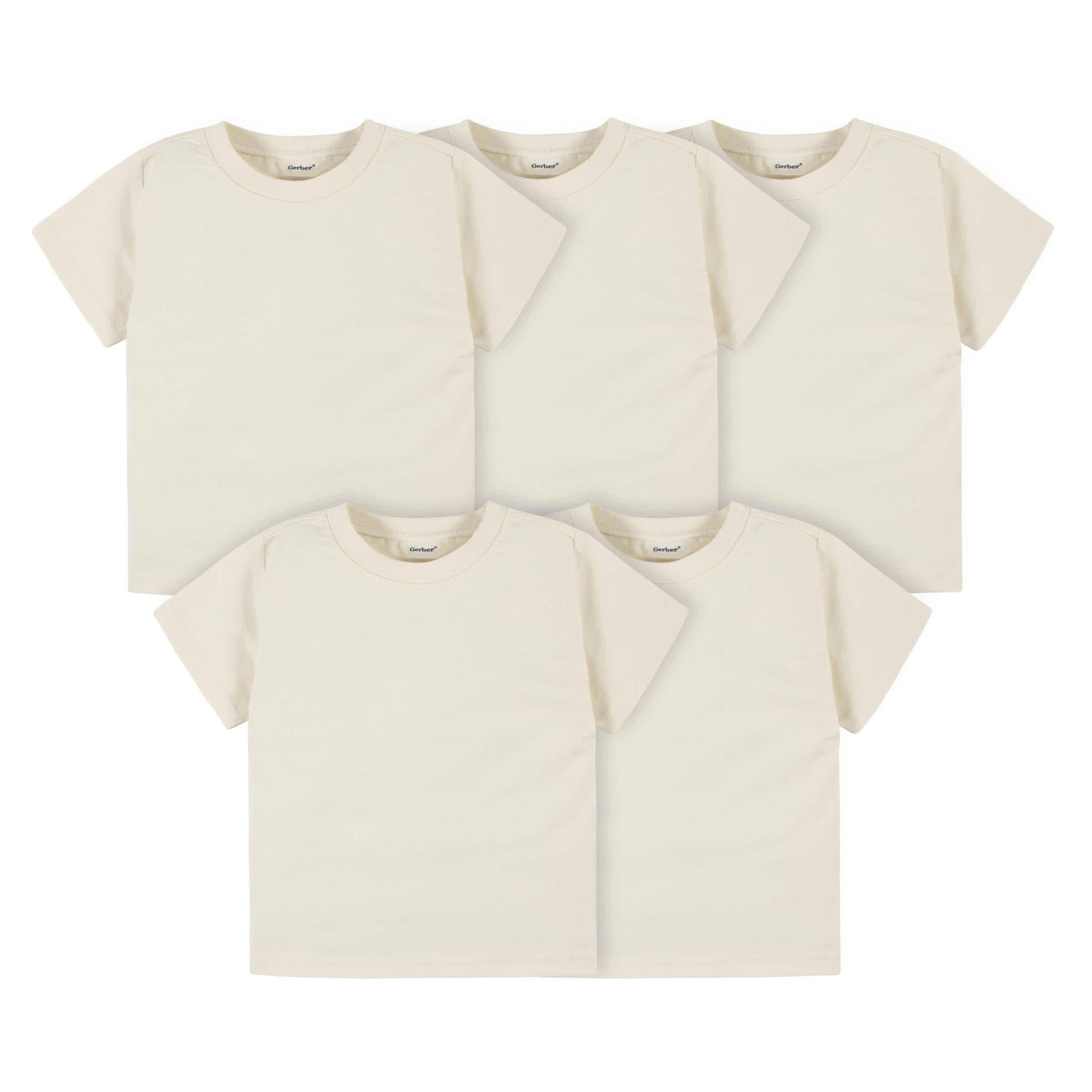 5-Pack Infant & Toddler Natural Short Sleeve Tees