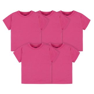 5-Pack Infant & Toddler Hot Pink Short Sleeve Tees