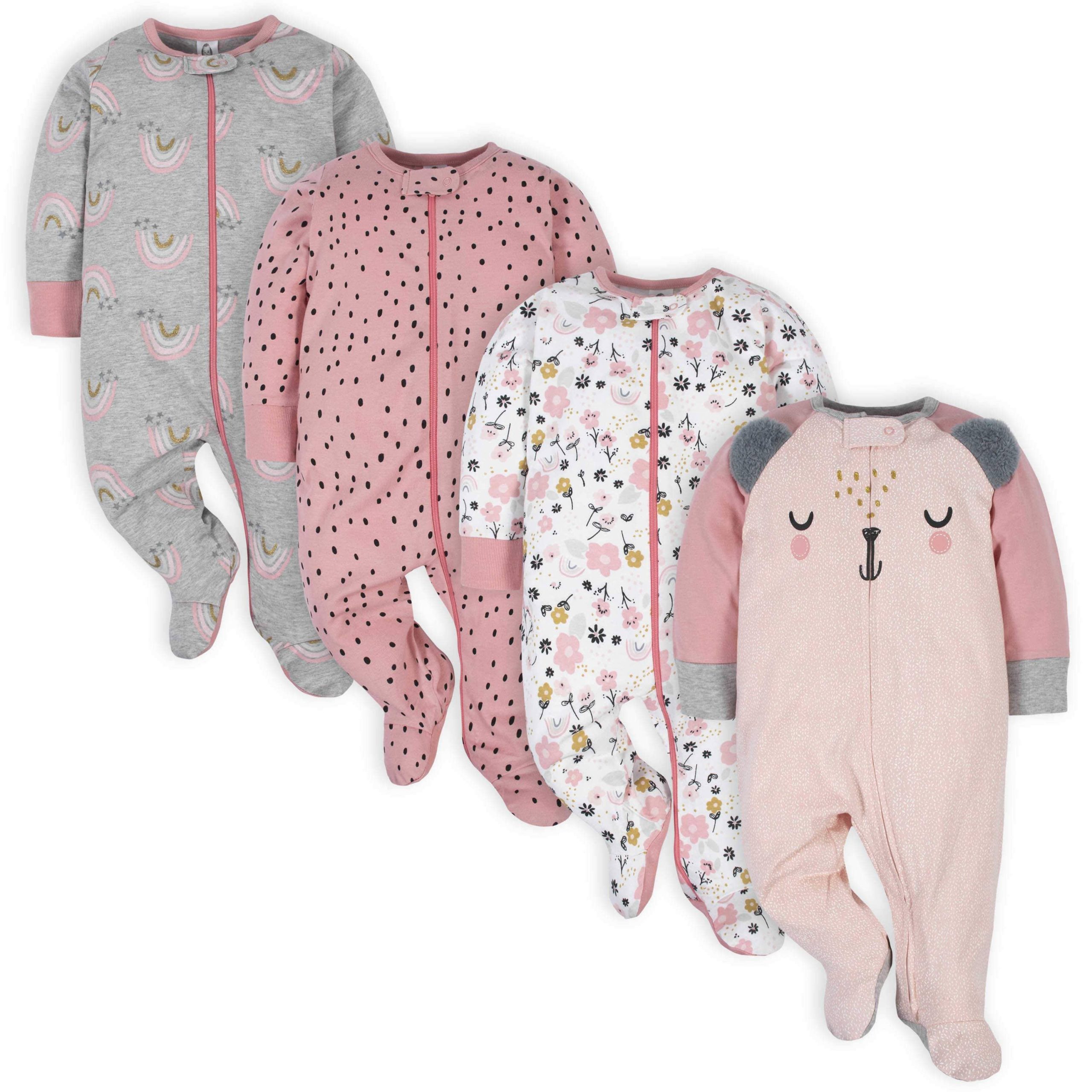 18-Piece Baby Girls Bear Sleep 'N Play, Onesies® Bodysuit, and Burpcloth Set - Image 2