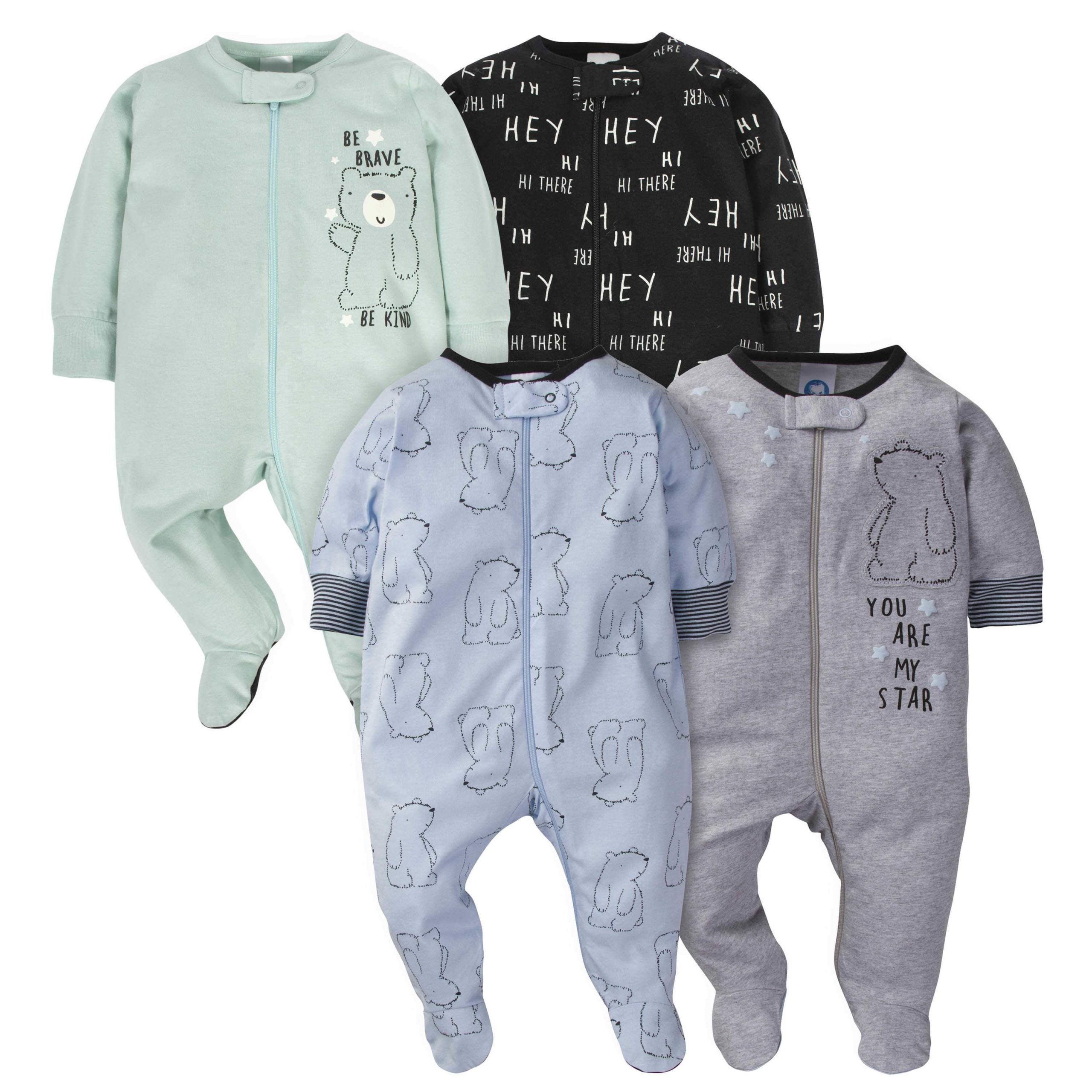 18-Piece Baby Boys Bear Sleep 'N Play, Onesies® Bodysuit, and Burpcloth Set - Image 2