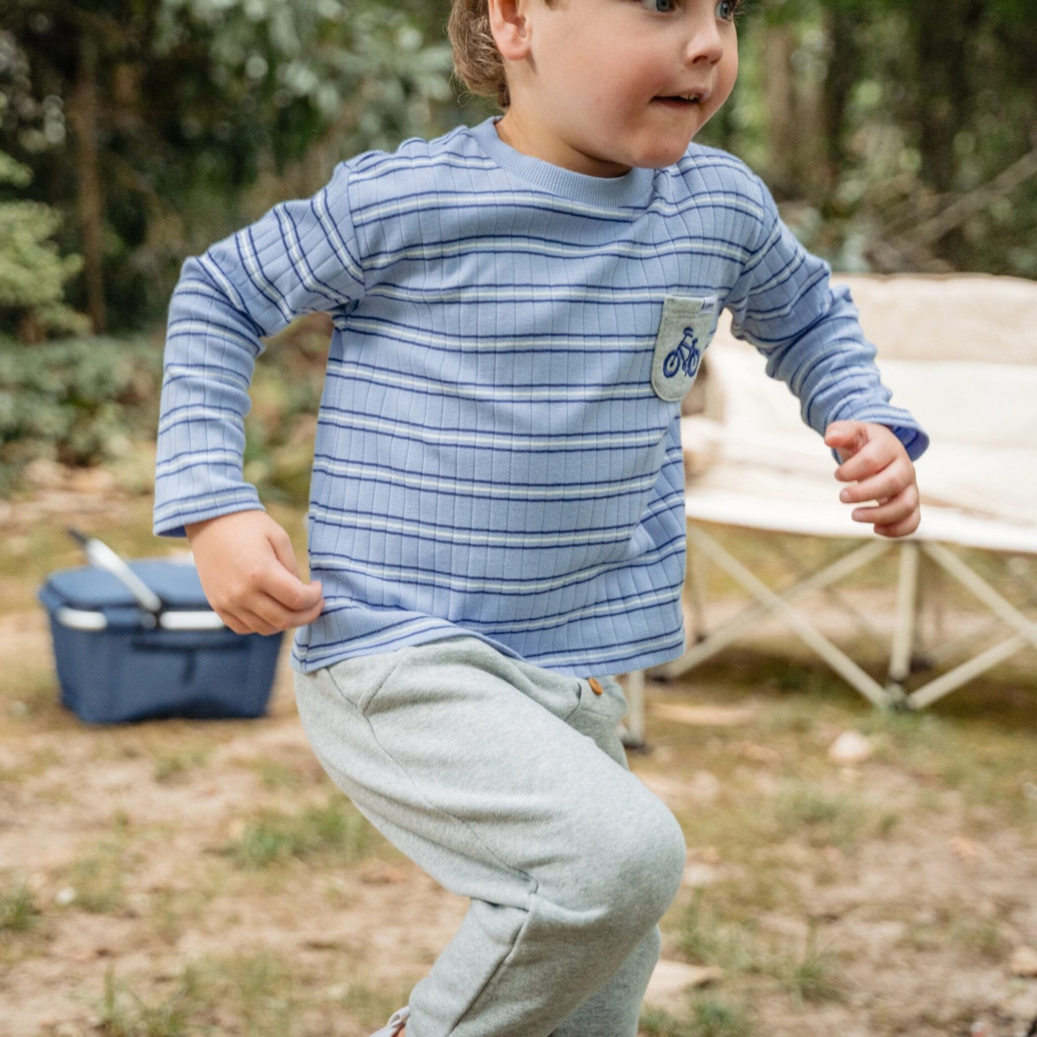 2-Piece Infant & Toddler Boys Blue Stripe Top & Jogger Set - Image 2