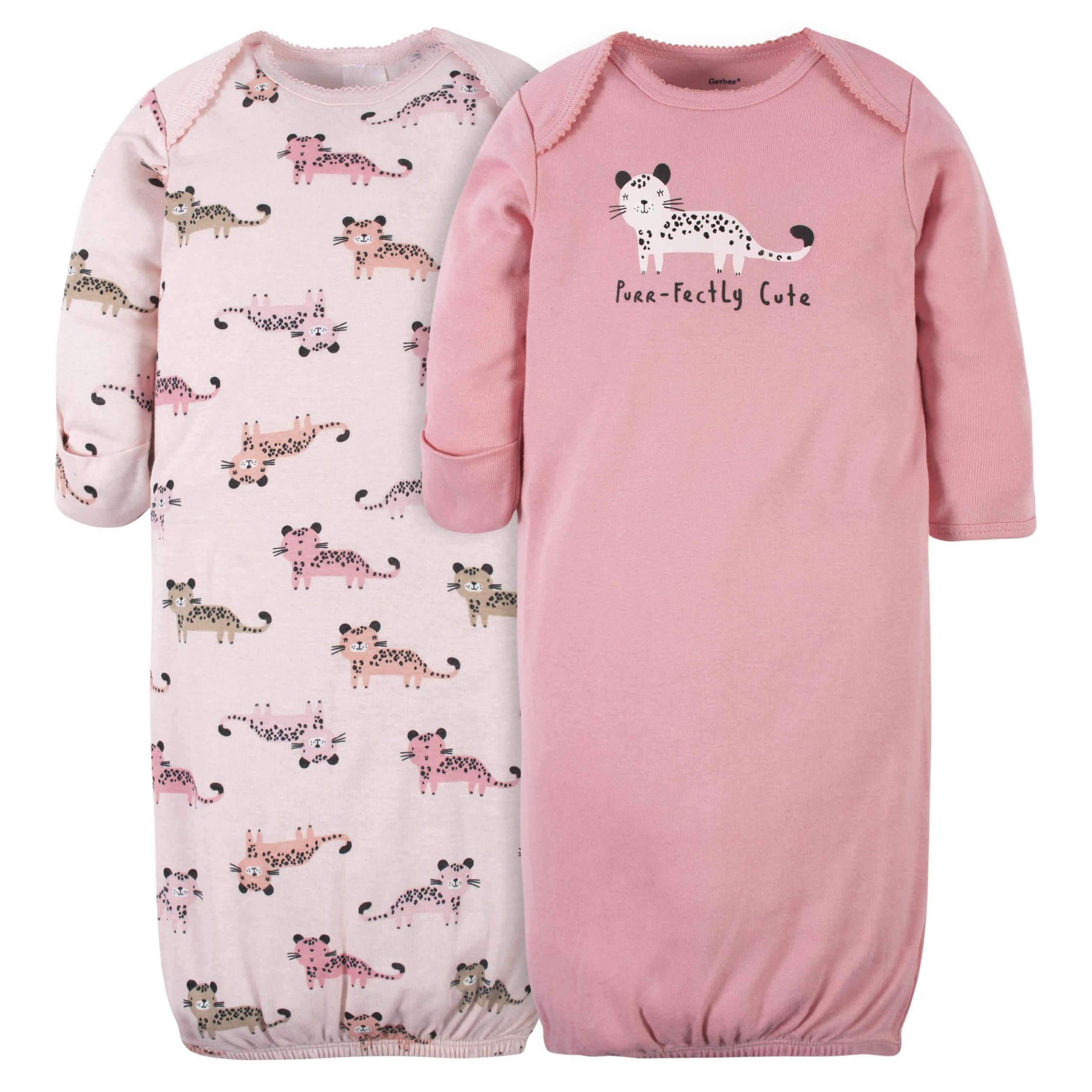 16-Piece Baby Girls Leopard Gown, Mitten, Cap, & Sock Set - Image 2