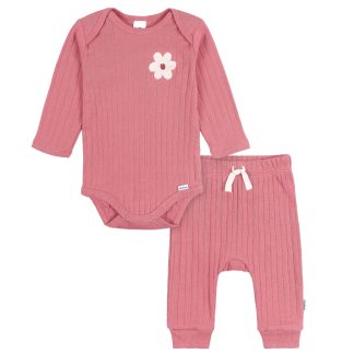 2-Piece Baby Girls Rose Bodysuit and Pant Set