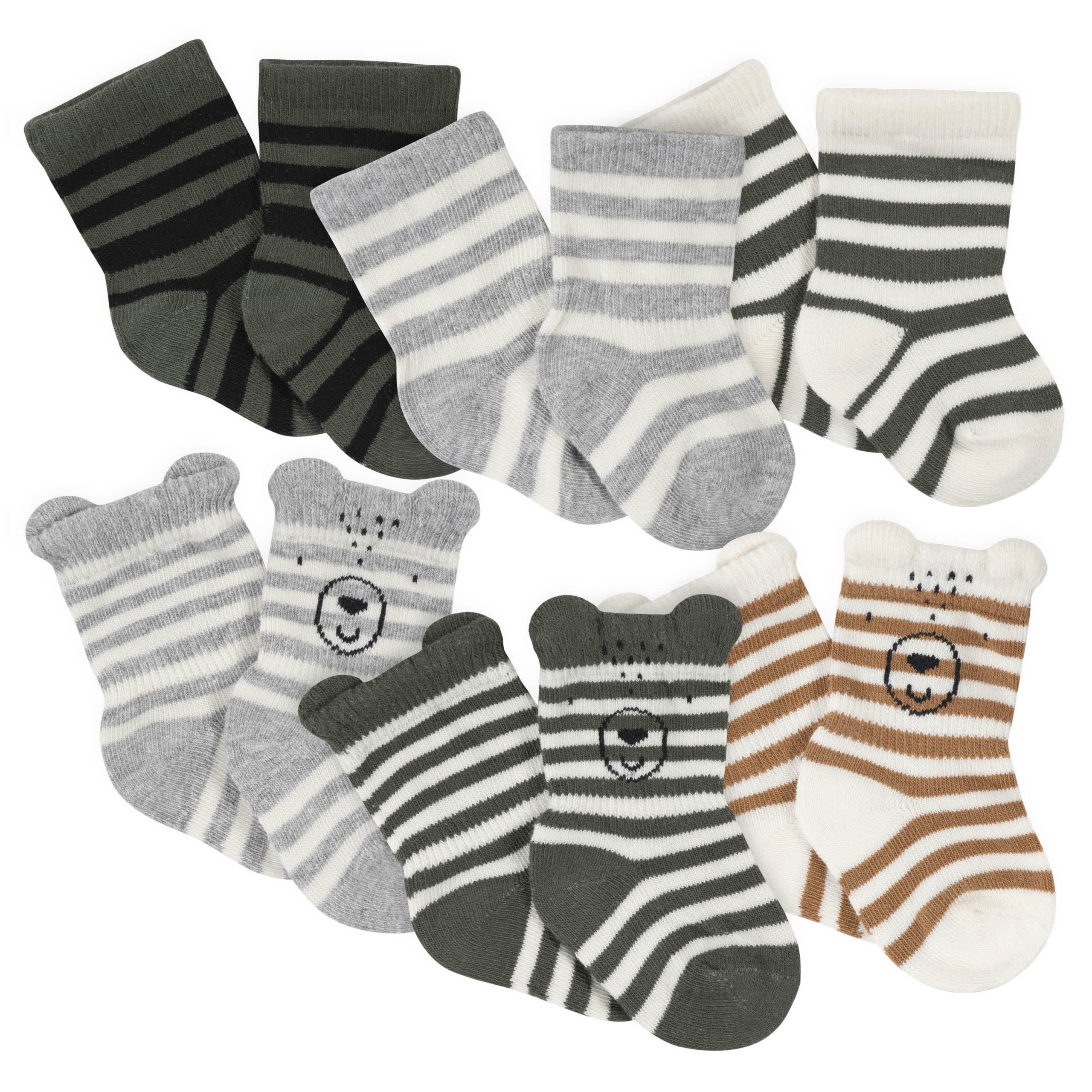 16-Piece Baby Boys Bear Gown, Mitten, Cap, & Sock Set - Image 6