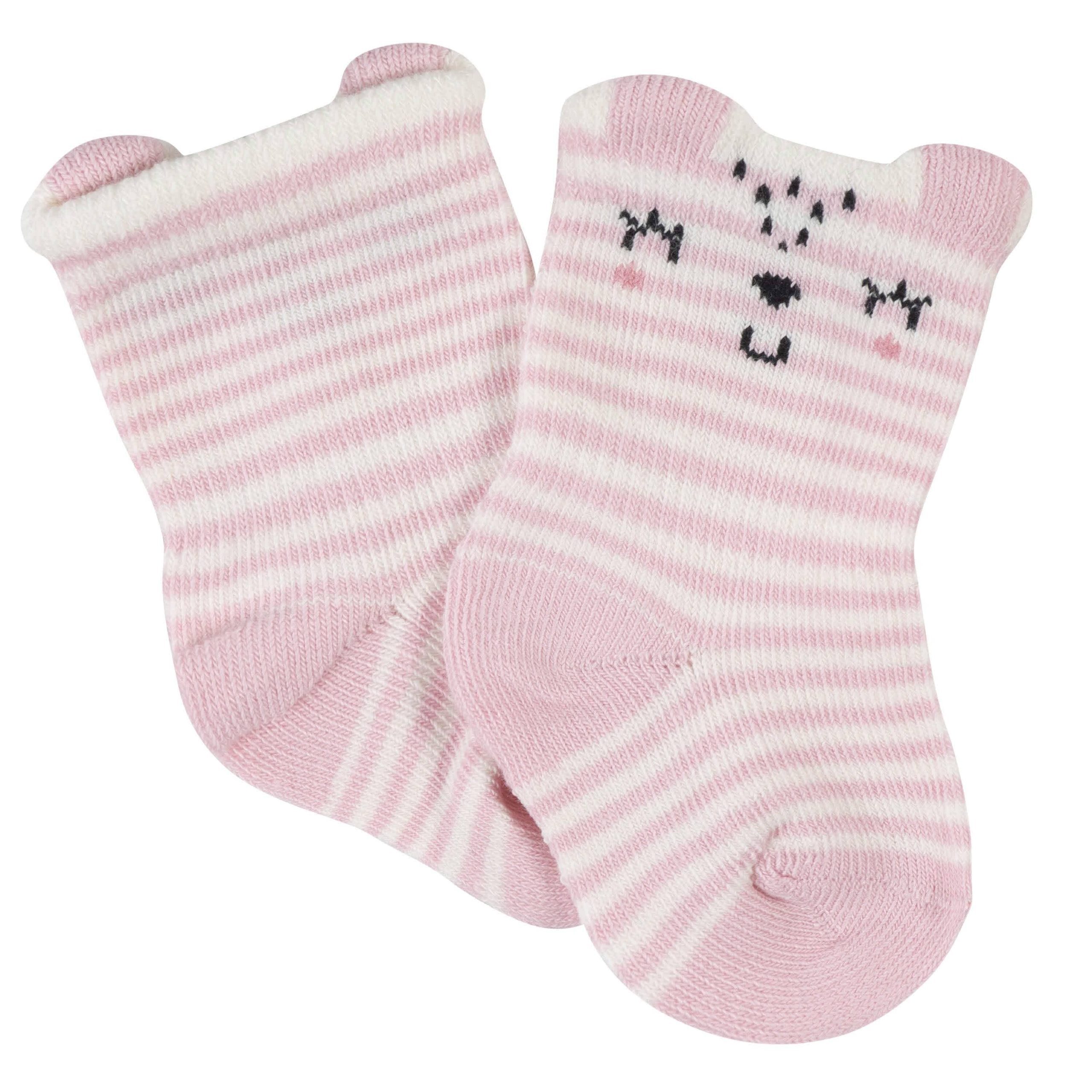 6-Pack Baby Girls Leopard Wiggle Proof® Jersey Crew Socks - Image 6