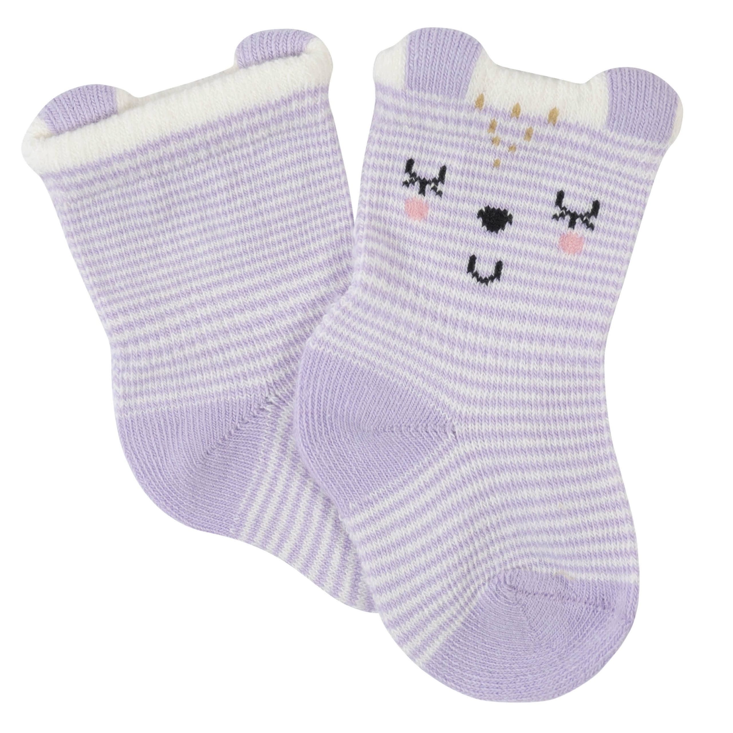 6-Pack Baby Girls Bunny Ballerina Wiggle Proof® Jersey Crew Socks - Image 6