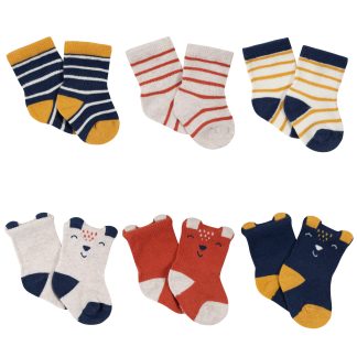 6-Pack Baby Boys Fox Wiggle Proof® Jersey Crew Socks
