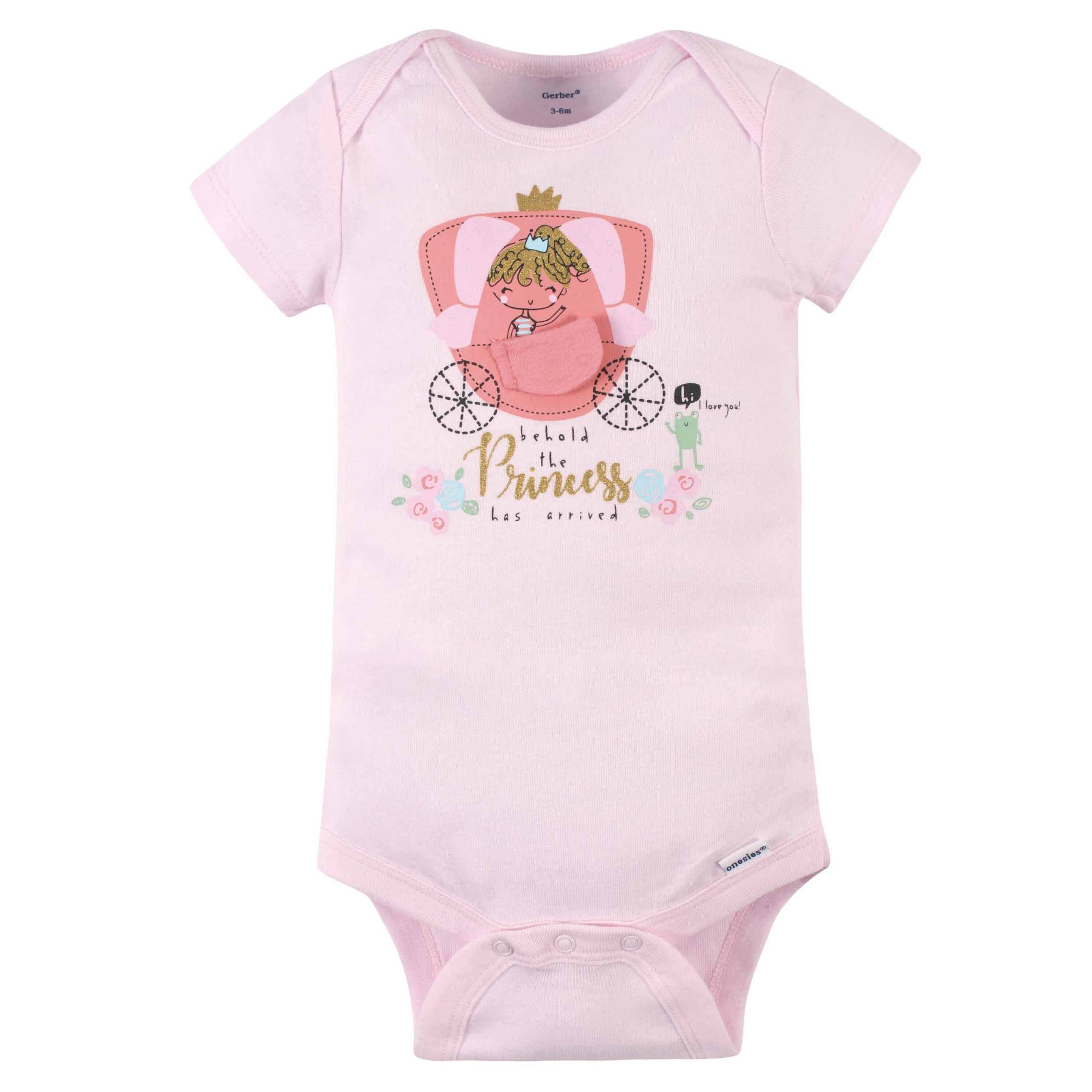 4-Pack Baby Girls Princess Short Sleeve Onesies® Bodysuits - Image 3