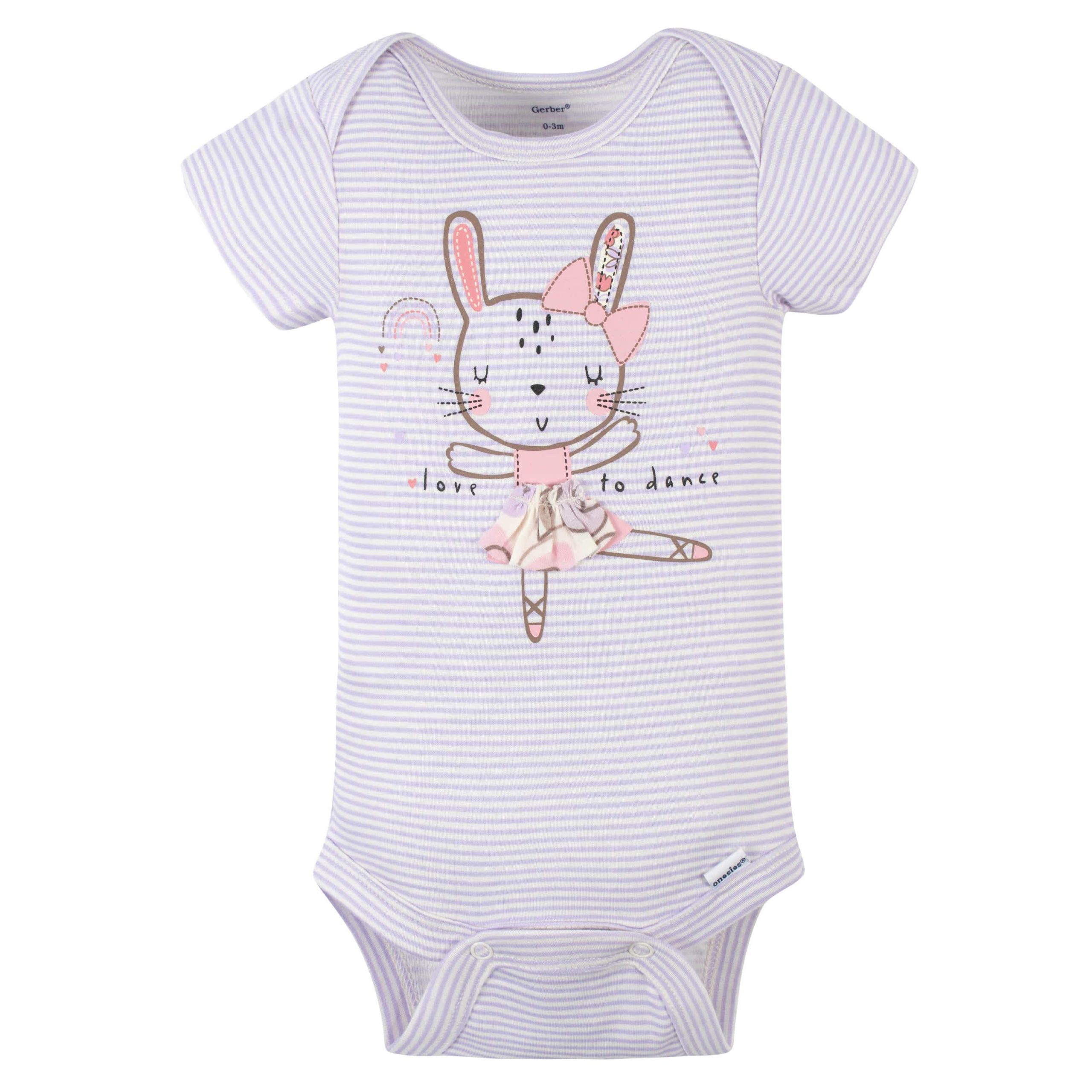 4-Pack Baby Girls Bunny Ballerina Short Sleeve Onesies® Bodysuits - Image 2