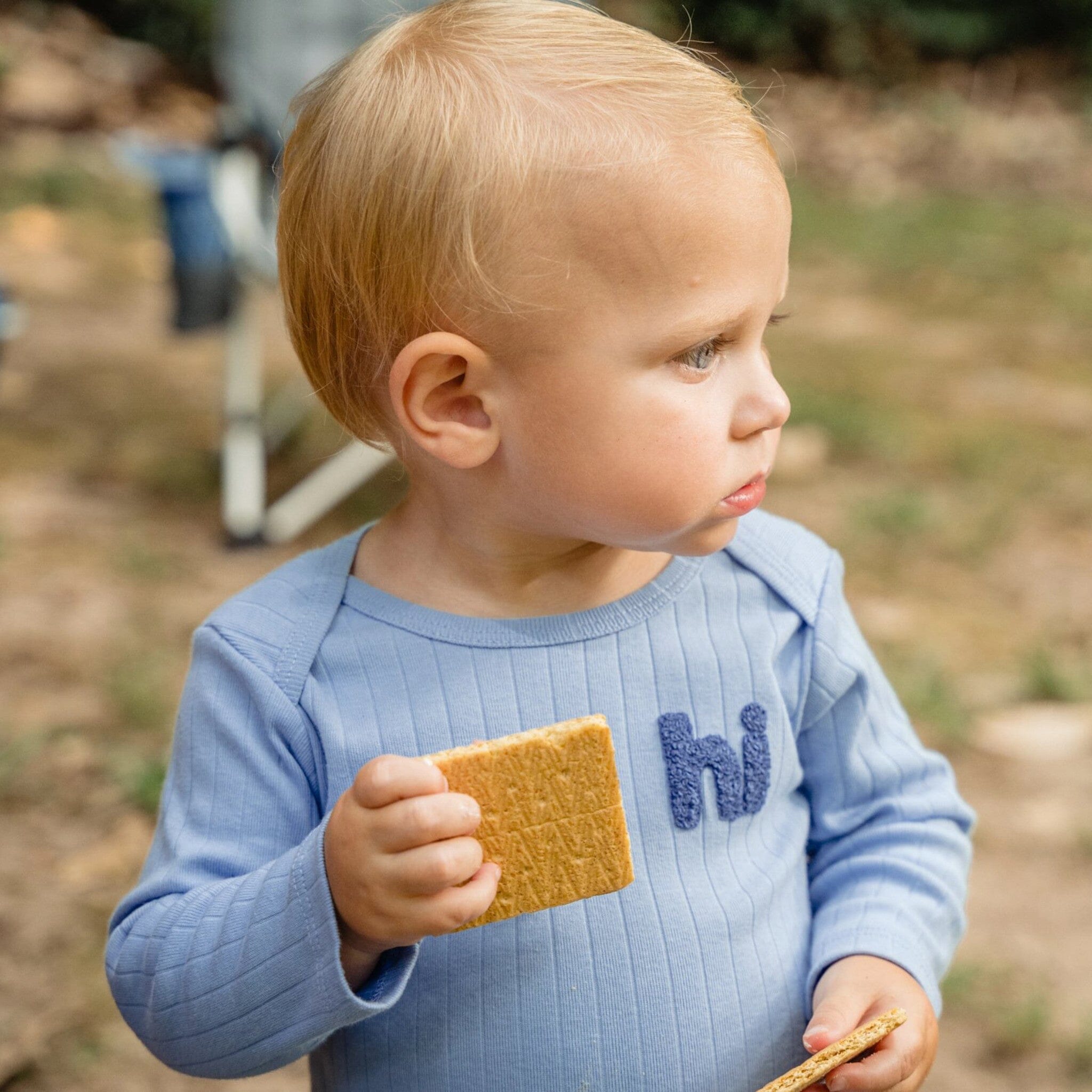 2-Piece Baby Boys Blue Bodysuit and Pant Set - Image 3