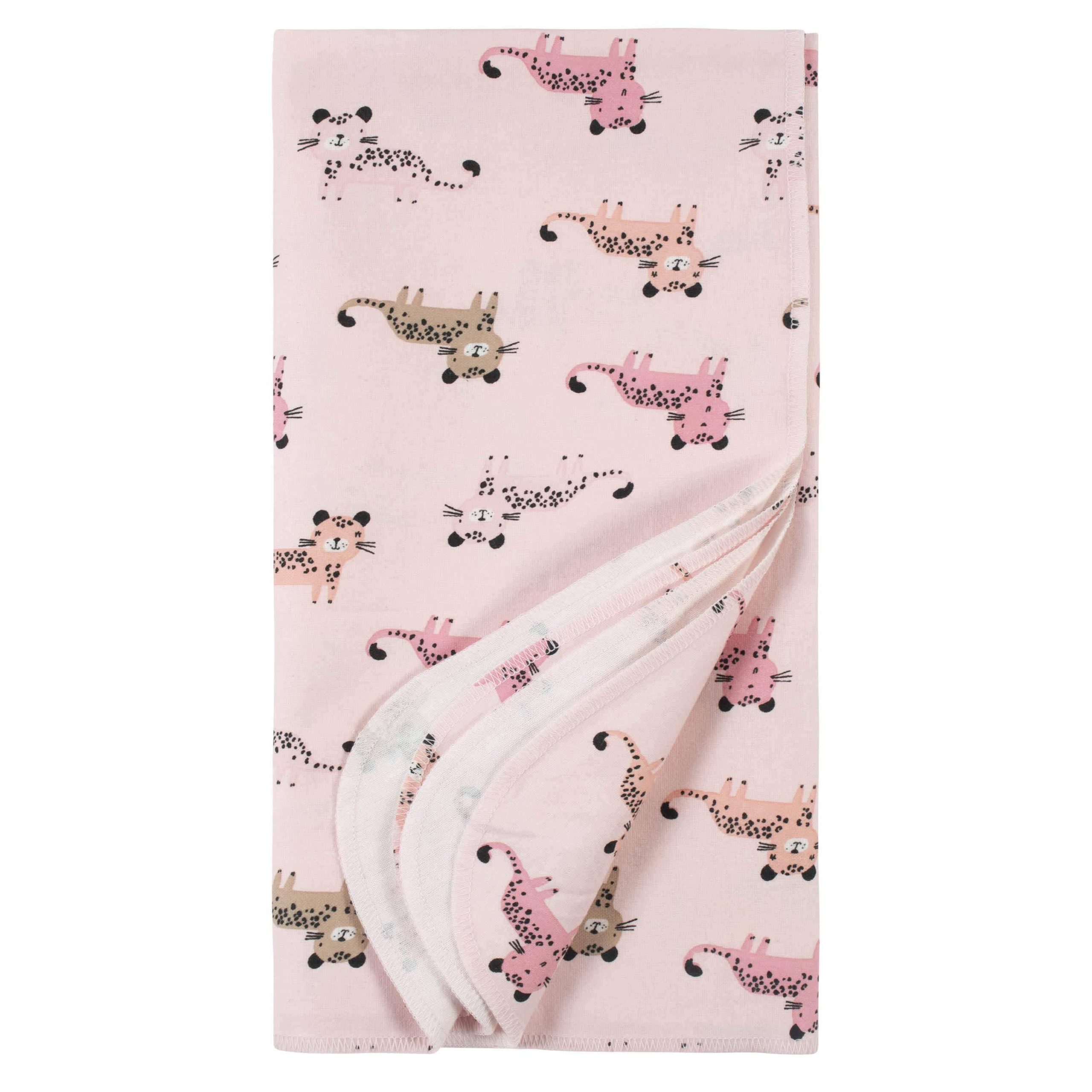4-Pack Girls Leopard Flannel Receiving Blankets - Image 2