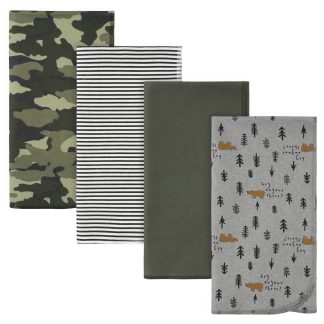 4-Pack Boys Bear Flannel Receiving Blankets