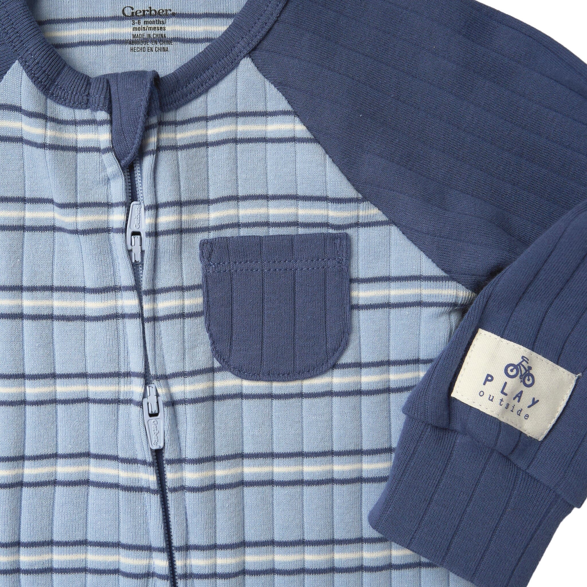Baby Boys Blue Stripe Romper - Image 2