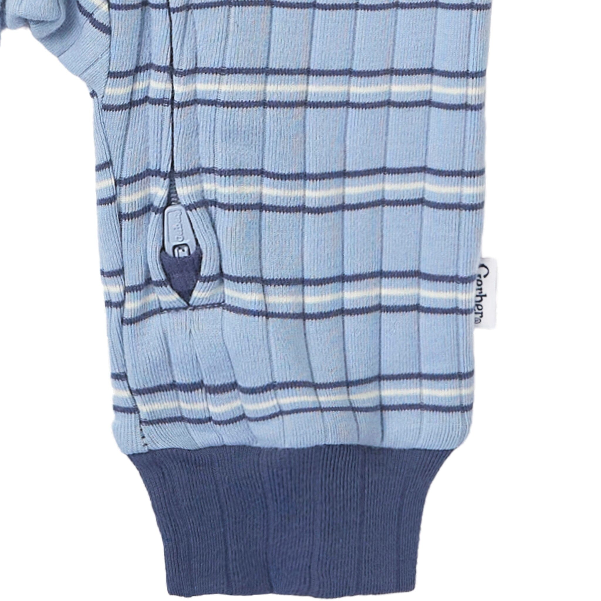 Baby Boys Blue Stripe Romper - Image 4