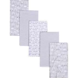 5-Pack Baby Neutral Sheep Flannel Receiving Blankets