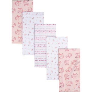 5-Pack Baby Girls Foxes Flannel Receiving Blankets