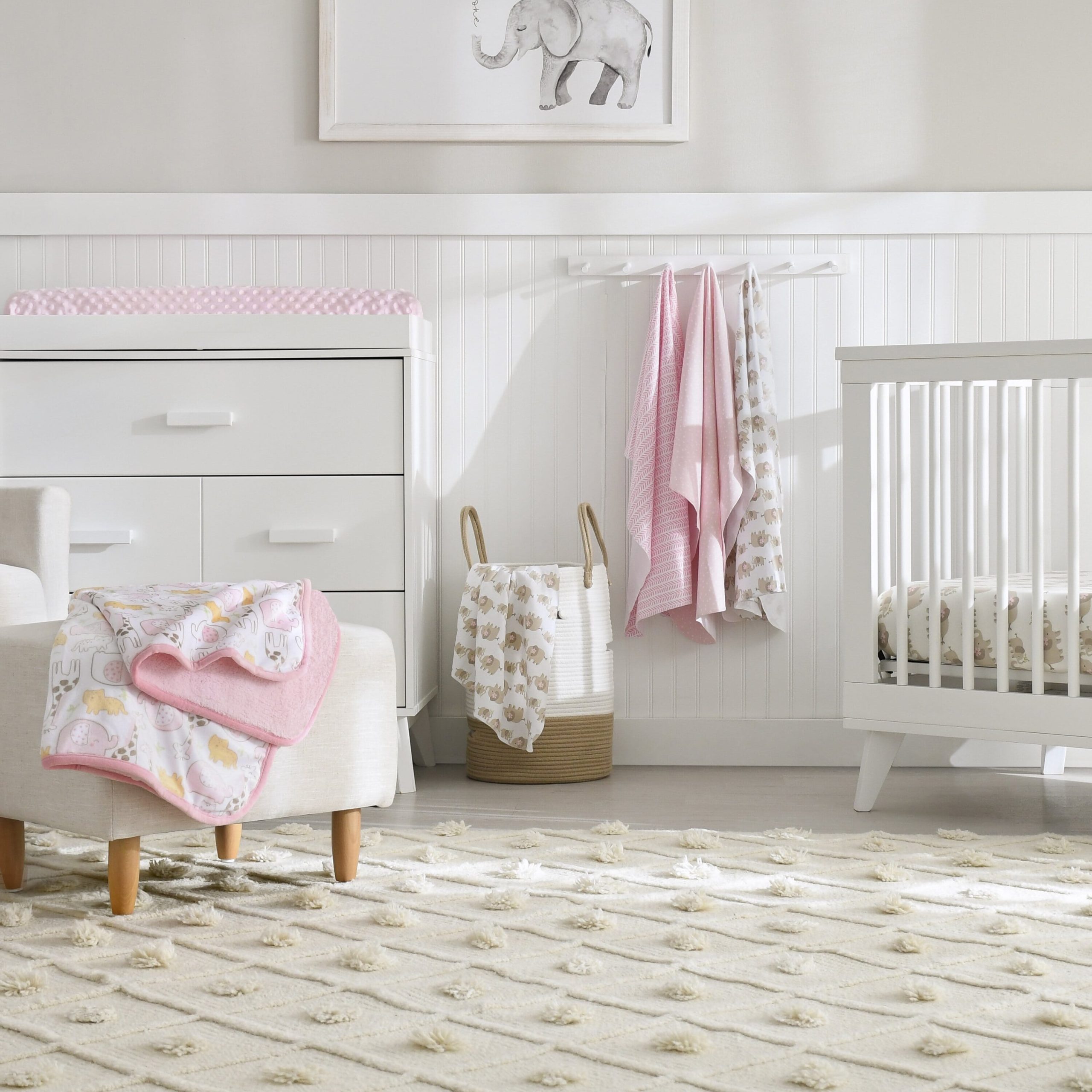 5-Pack Baby Girls Elephants Flannel Receiving Blankets - Image 5