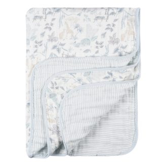 Baby Boys Blue Jungle Muslin Blanket
