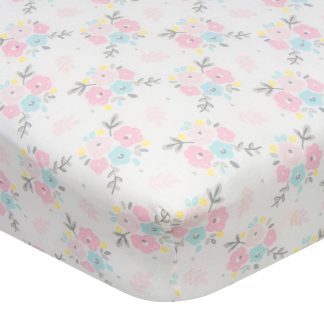 Girls Floral Fitted Crib Sheet