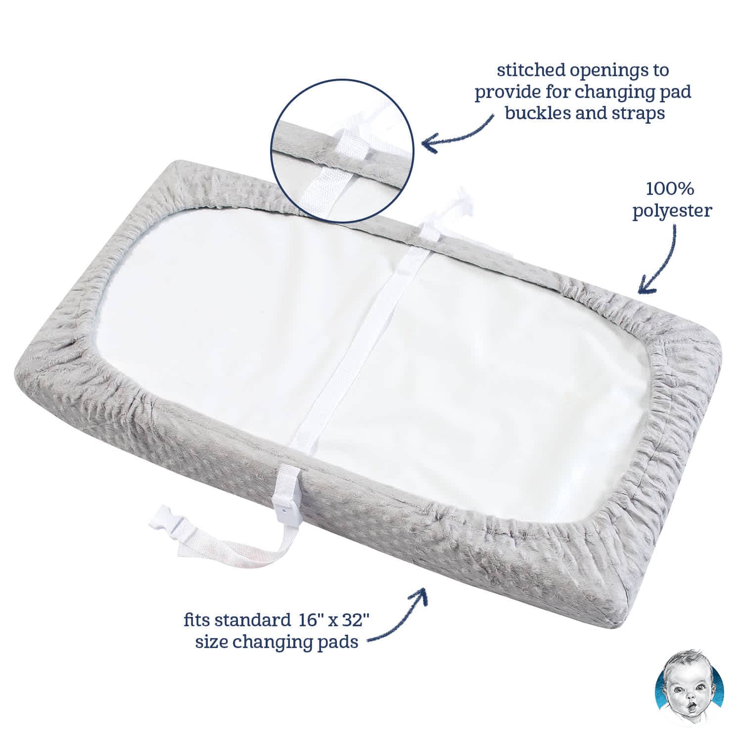 Baby Neutral Navy Dotted Changing Pad Cover - Image 4