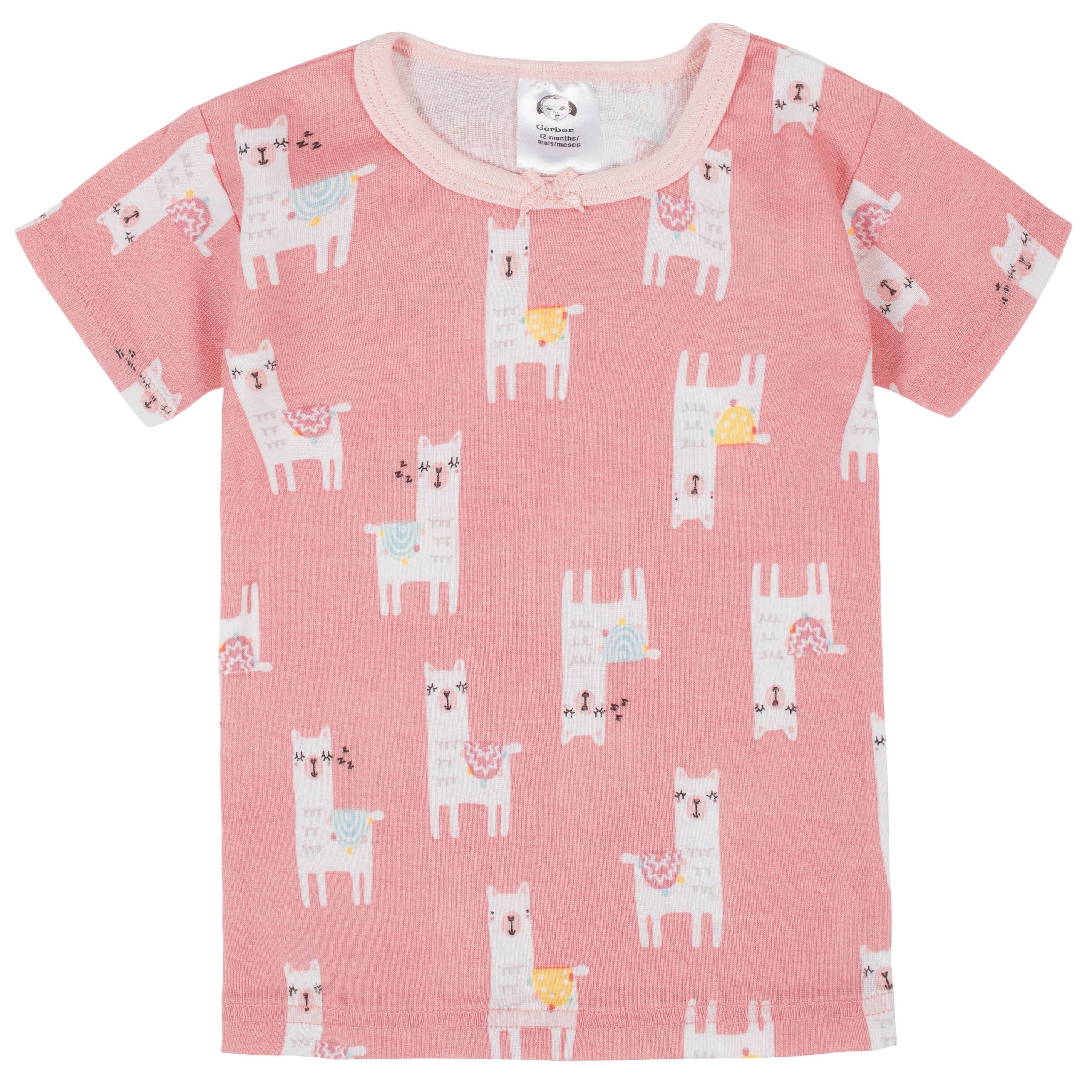 4-Piece Infant & Toddler Girls Llama Snug Fit Cotton Pajamas - Image 4