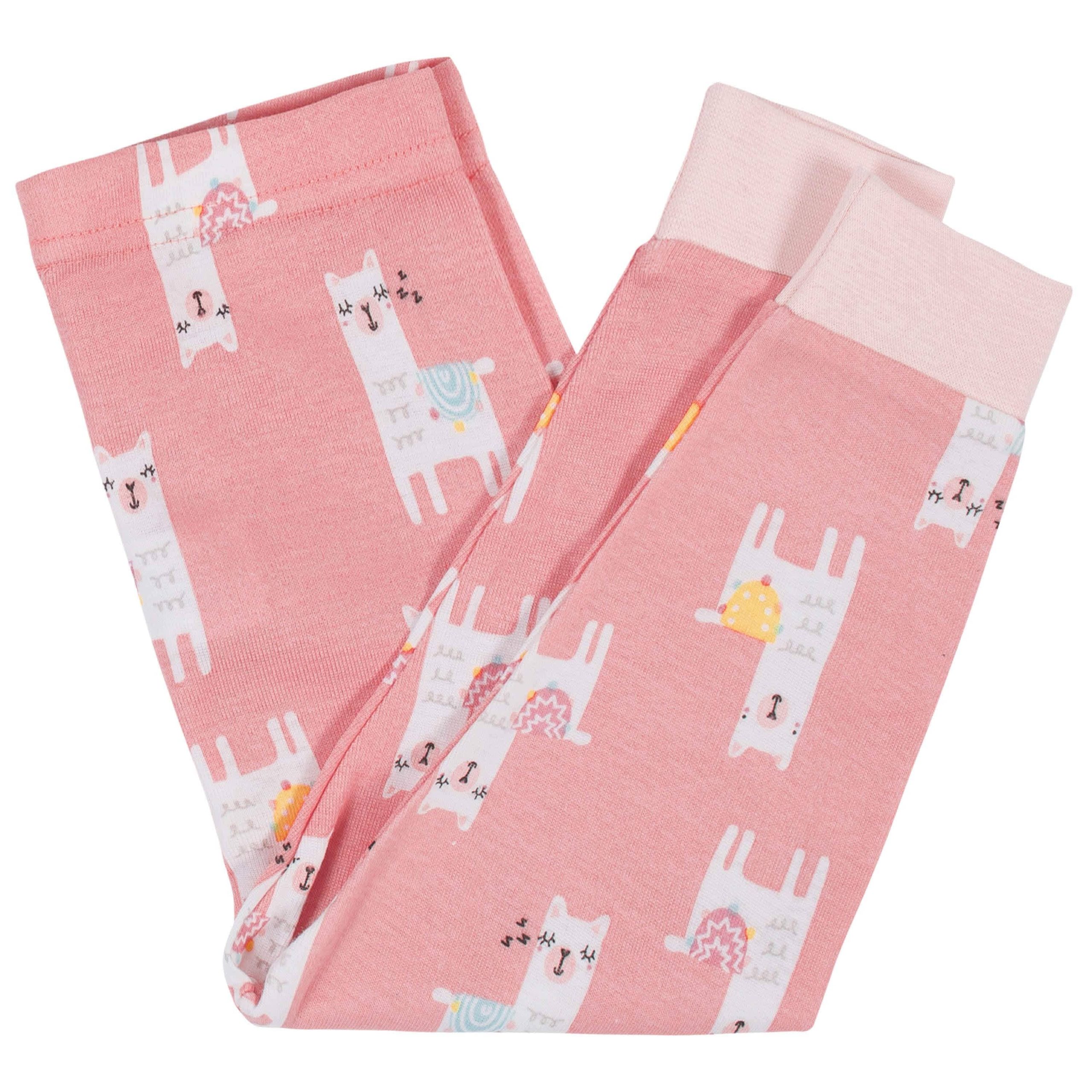 4-Piece Infant & Toddler Girls Llama Snug Fit Cotton Pajamas - Image 5
