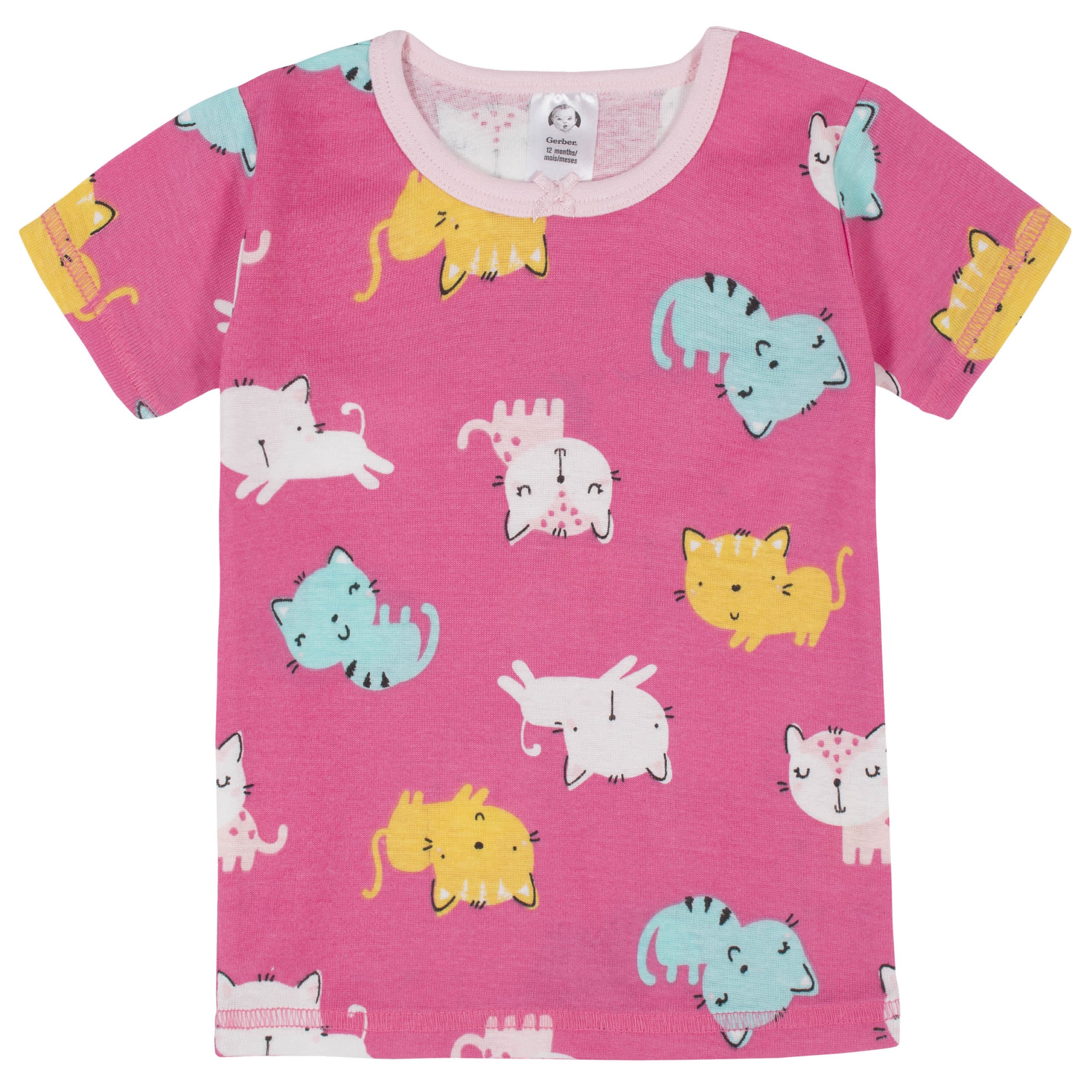 4-Piece Infant & Toddler Girls Cats Snug Fit Cotton Pajamas - Image 4