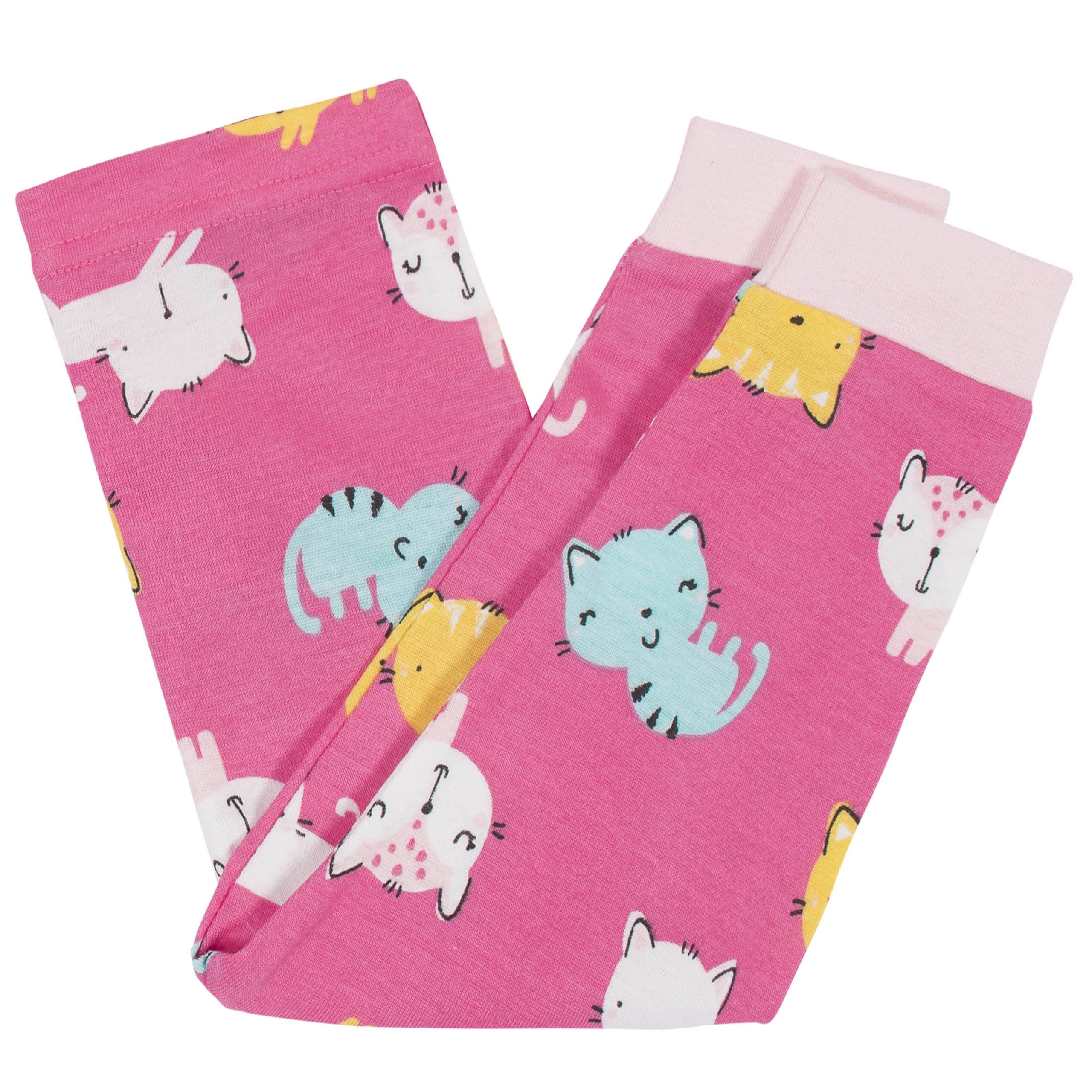 4-Piece Infant & Toddler Girls Cats Snug Fit Cotton Pajamas - Image 5