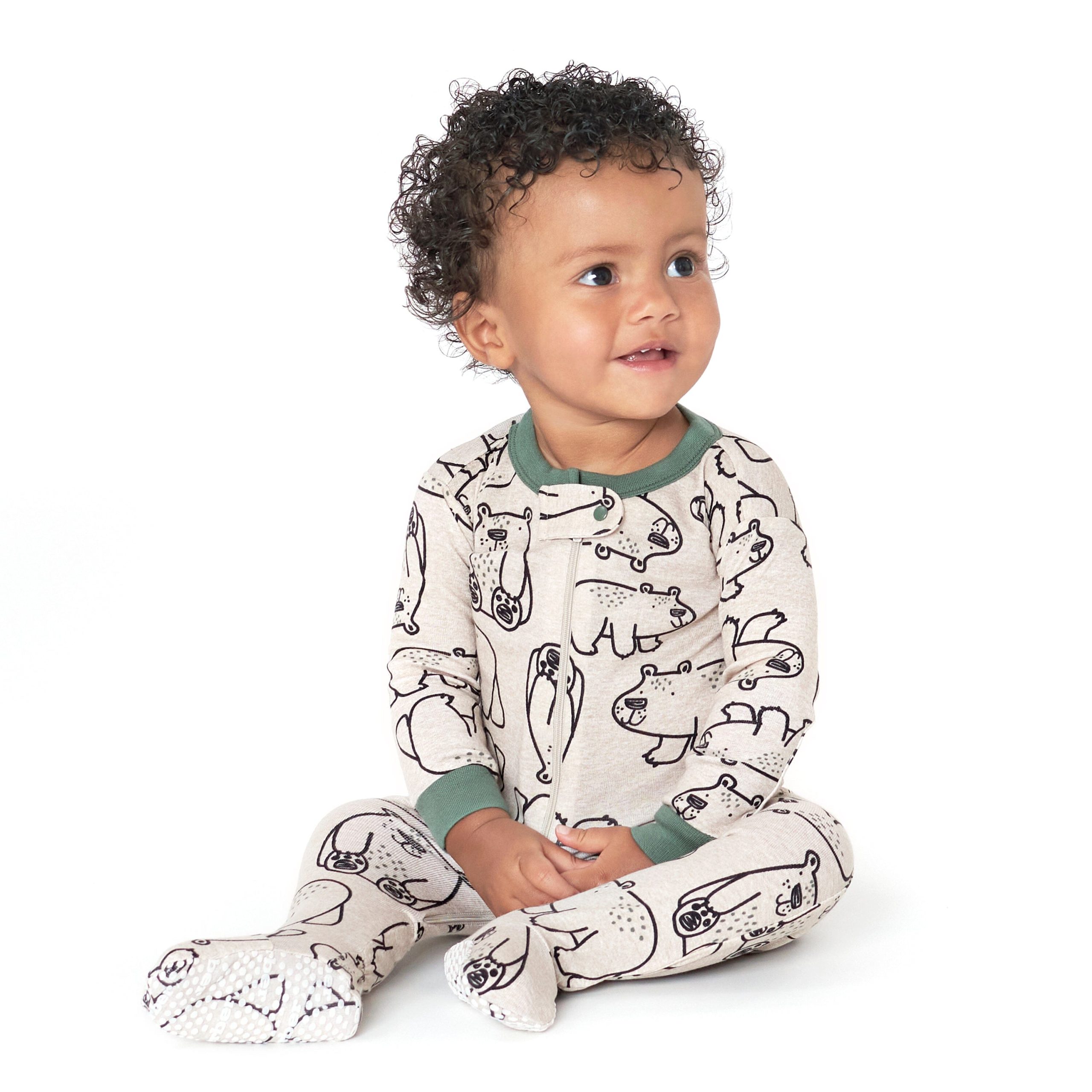 4-Pack Baby & Toddler Boys Bears & Construction Trucks Snug Fit Footed Cotton Pajamas - Image 2