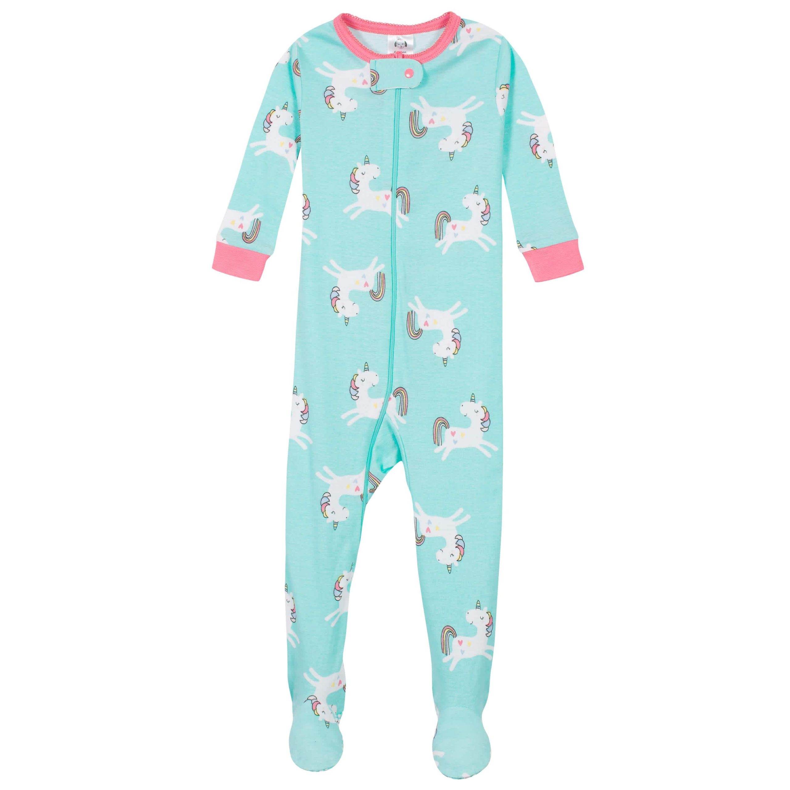 2-Pack Baby & Toddler Girls Unicorns Snug Fit Footed Cotton Pajamas - Image 2