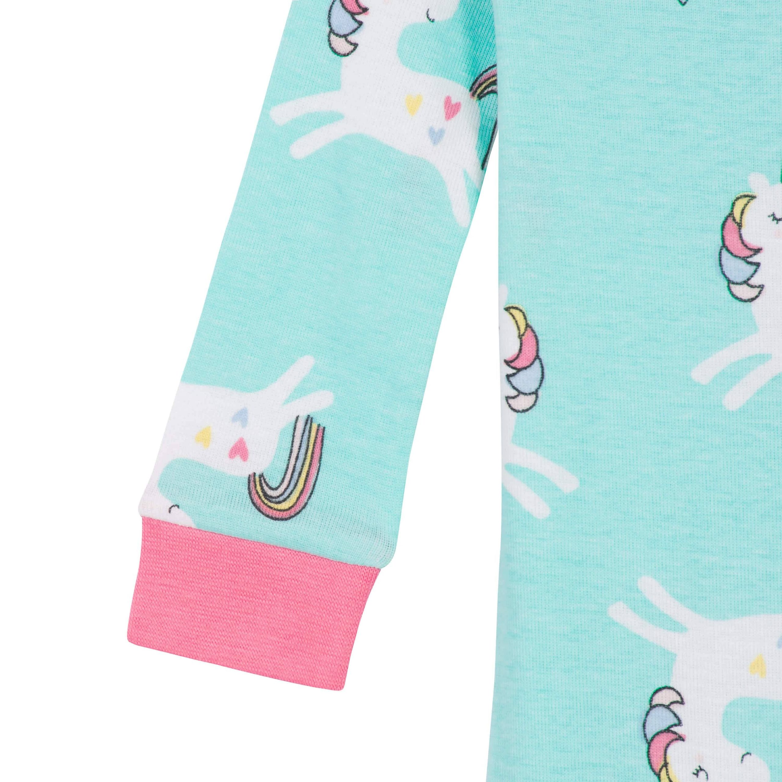 2-Pack Baby & Toddler Girls Unicorns Snug Fit Footed Cotton Pajamas - Image 5