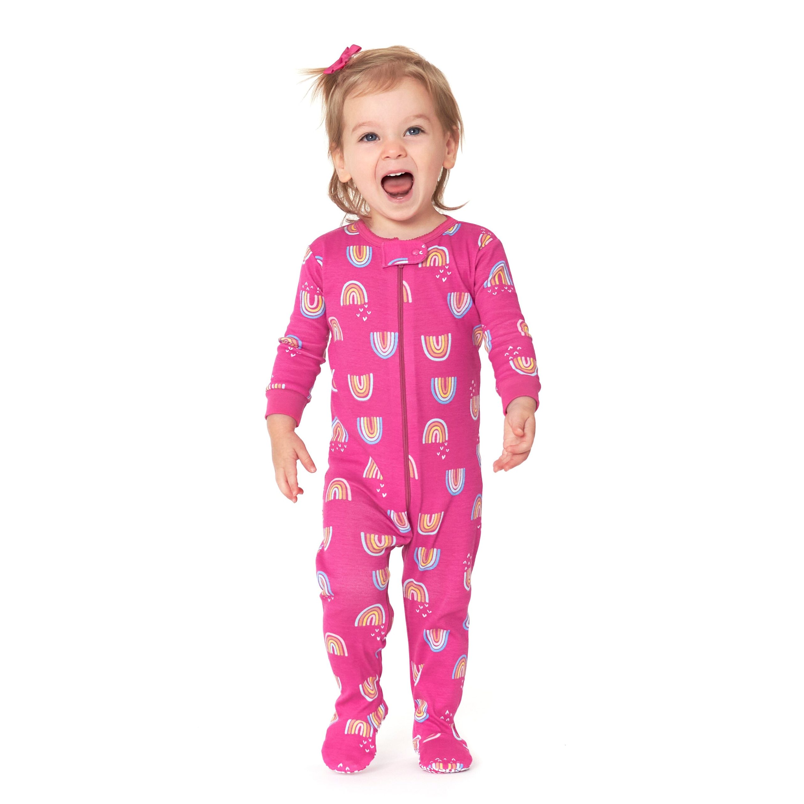 2-Pack Baby & Toddler Girls Rainbows Snug Fit Footed Cotton Pajamas - Image 2