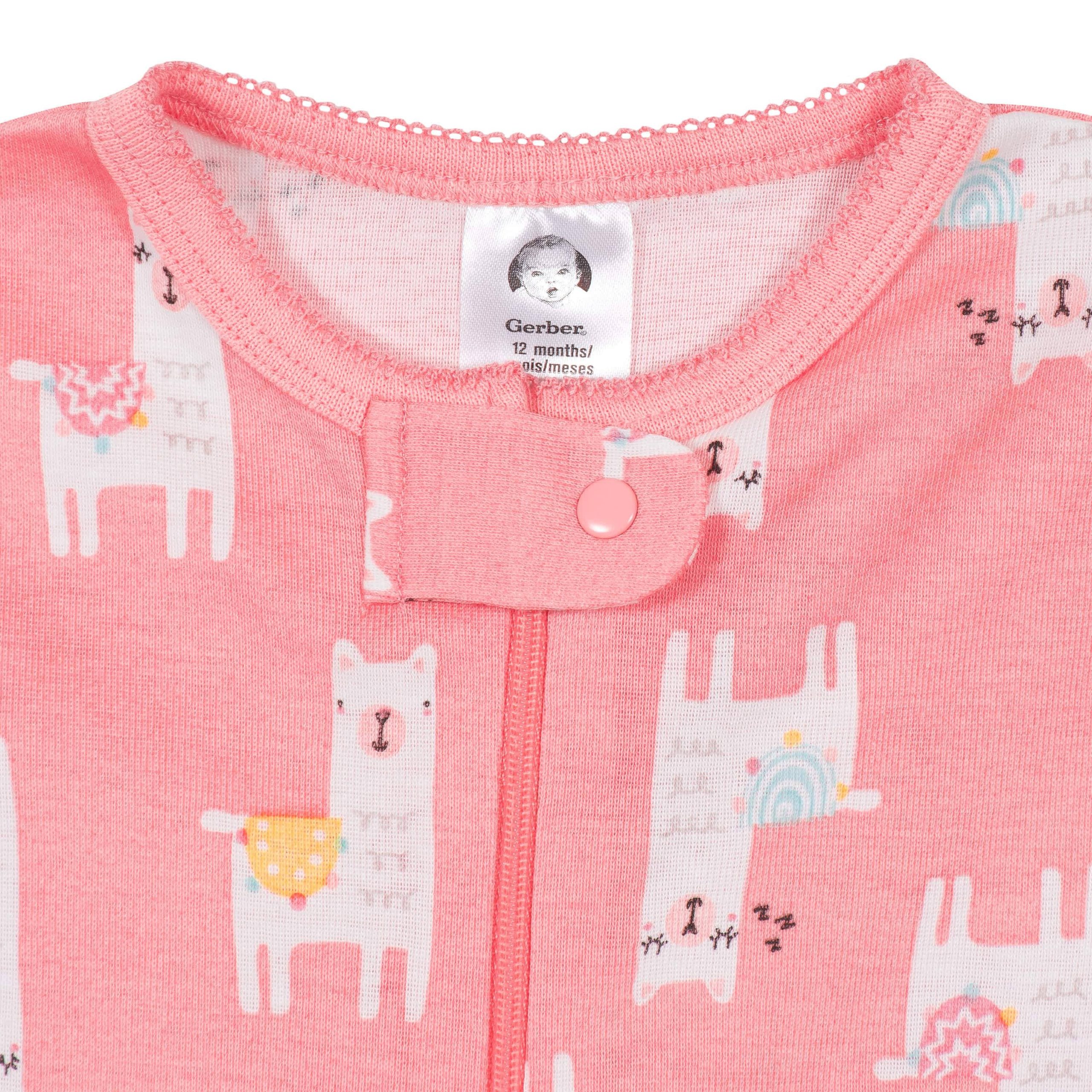 2-Pack Baby & Toddler Girls Llama Snug Fit Footed Cotton Pajamas - Image 4