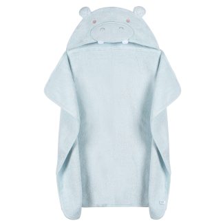 Baby Boys Blue Hippo Hooded Bath Wrap