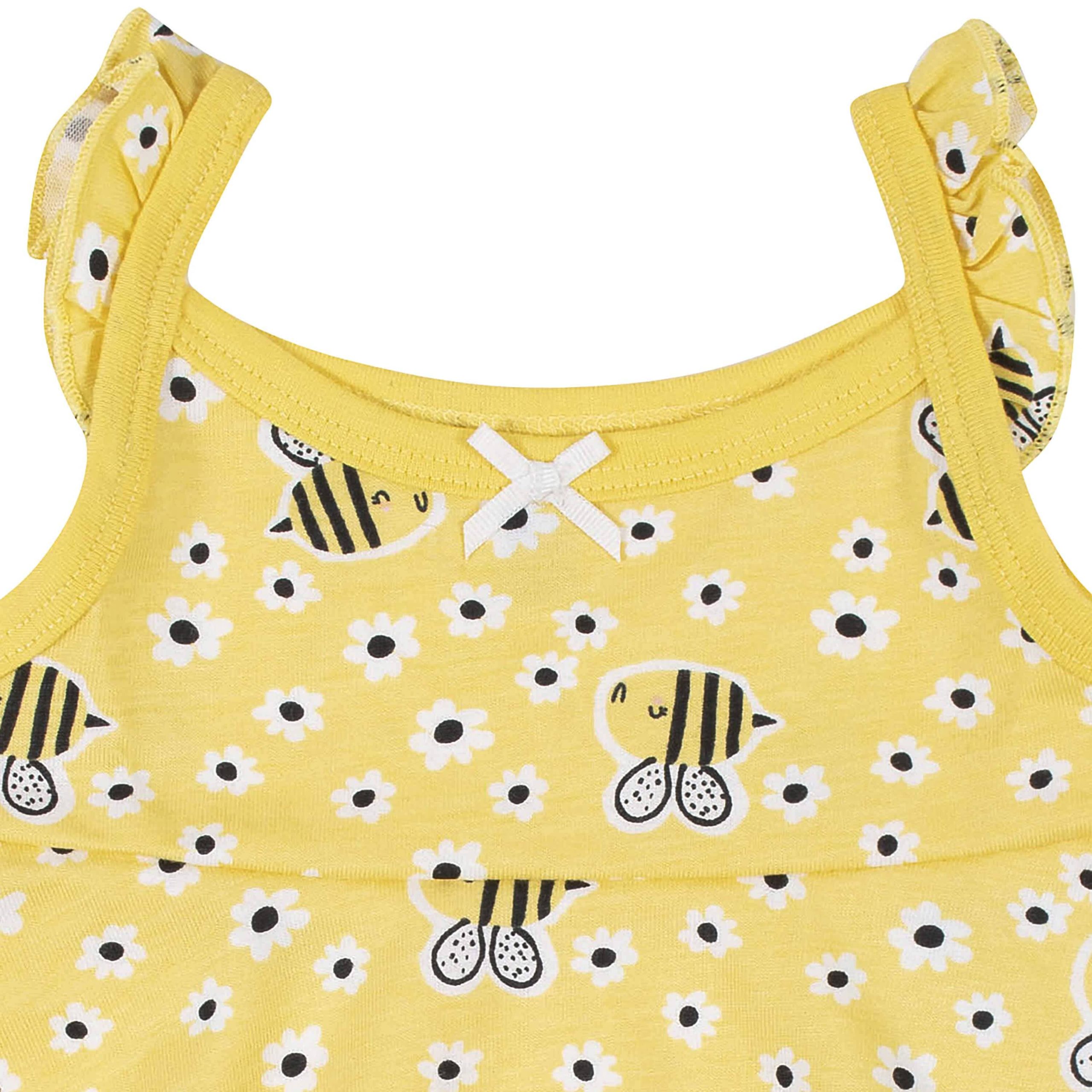 3-Piece Baby & Toddler Girls Bee Garden Dress, Diaper Cover & Sun Hat Set - Image 2