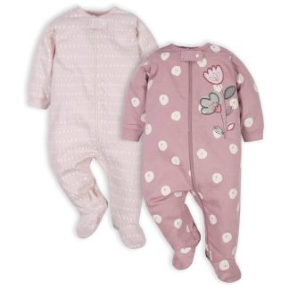 Gerber® Organic 2-Pack Baby Girls Dotted Line Sleep 'n Plays