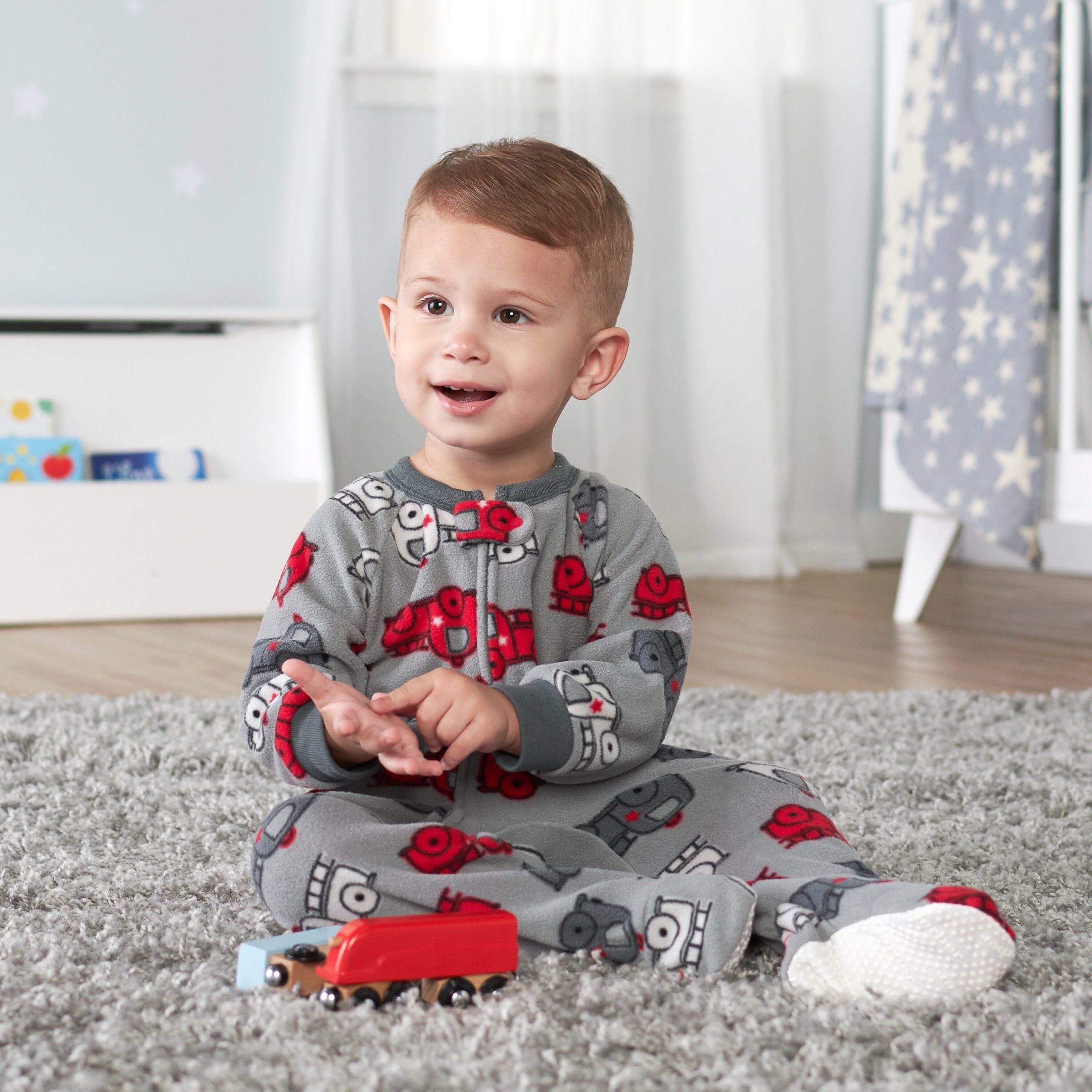 4-Pack Baby & Toddler Boys Fire Trucks & Plaid Fleece Pajamas - Image 2