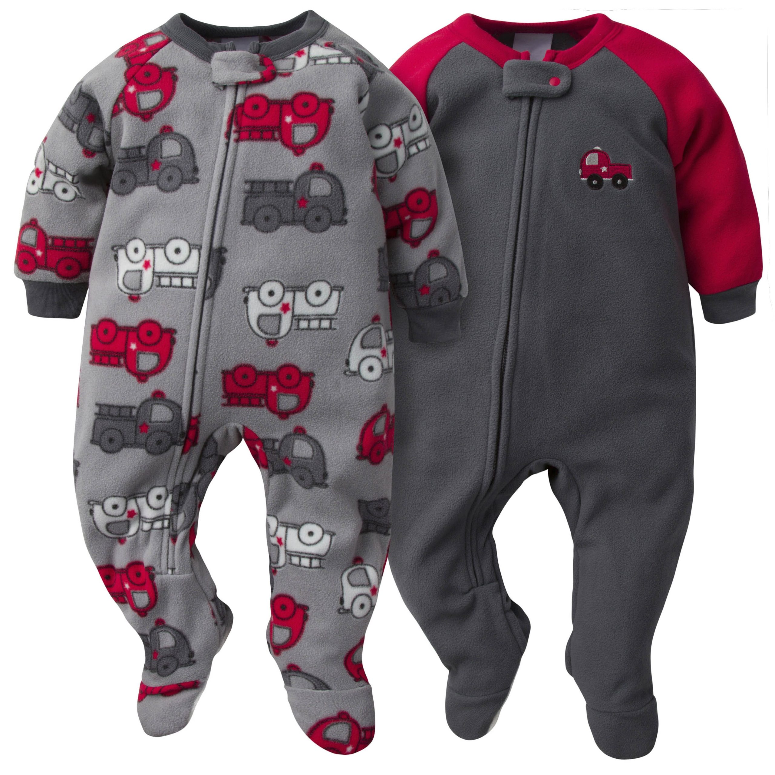 4-Pack Baby & Toddler Boys Fire Trucks & Plaid Fleece Pajamas - Image 4