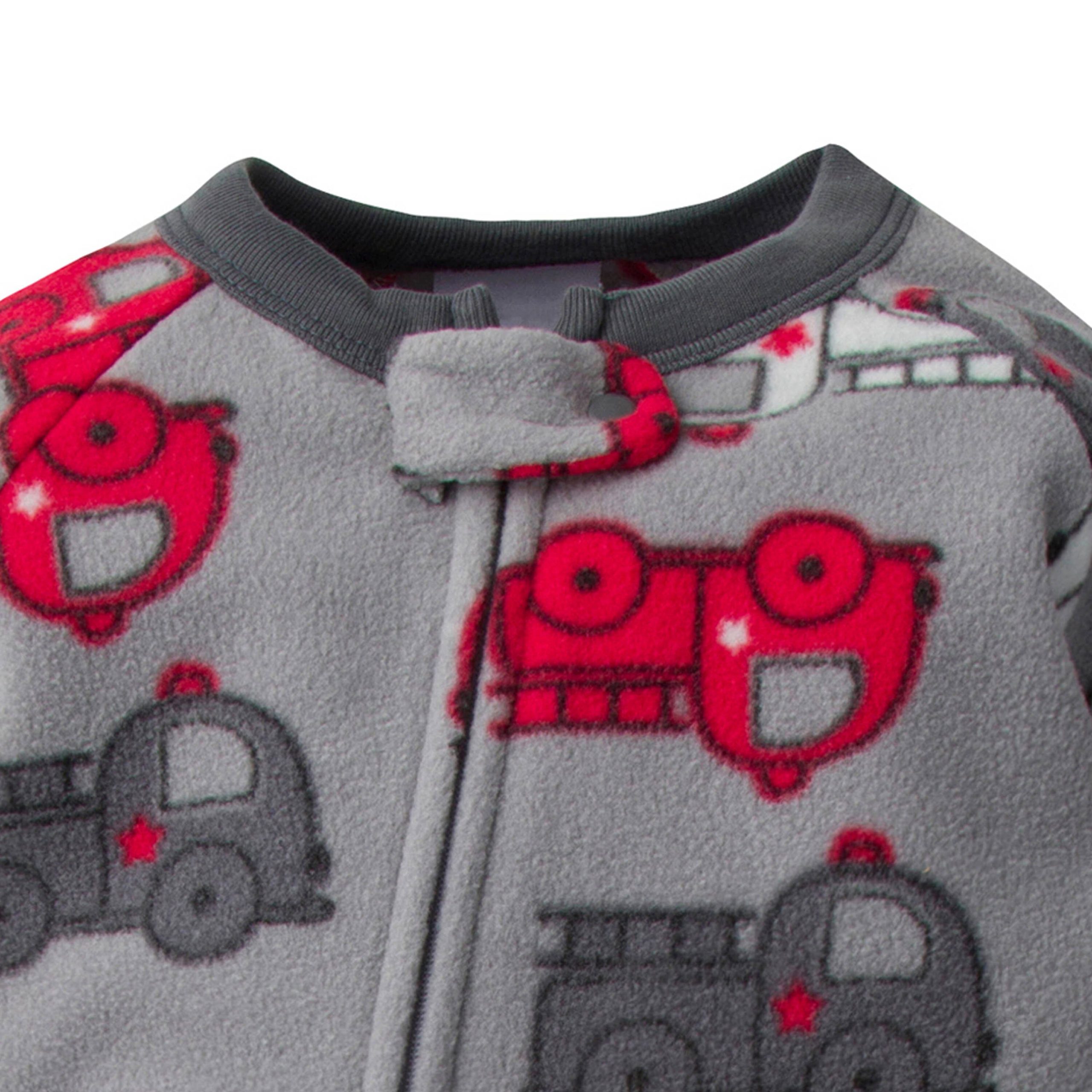 4-Pack Baby & Toddler Boys Fire Trucks & Plaid Fleece Pajamas - Image 5