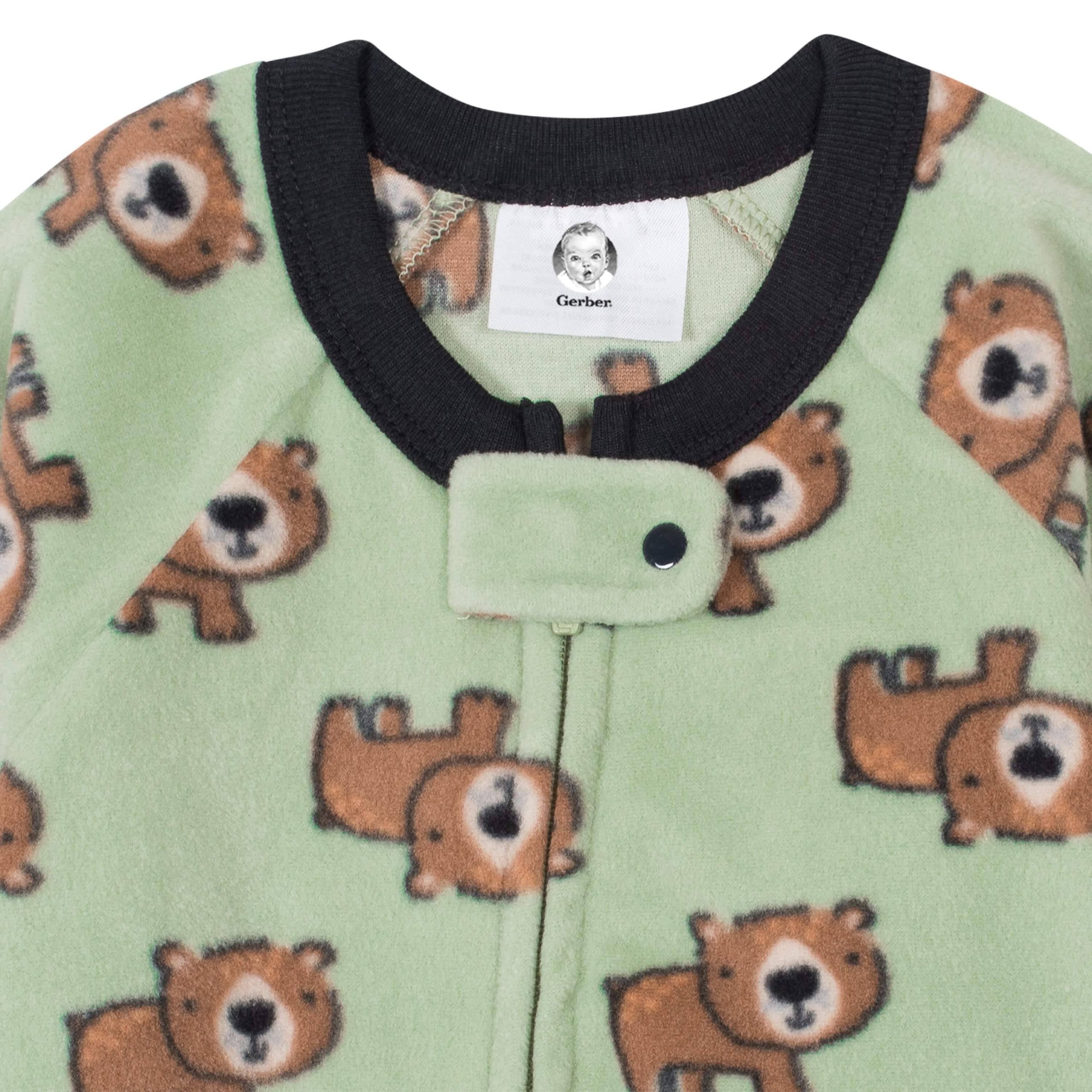 Gerber® 4-Pack Baby Boys Trucks & Animals Fleece Pajamas - Image 4