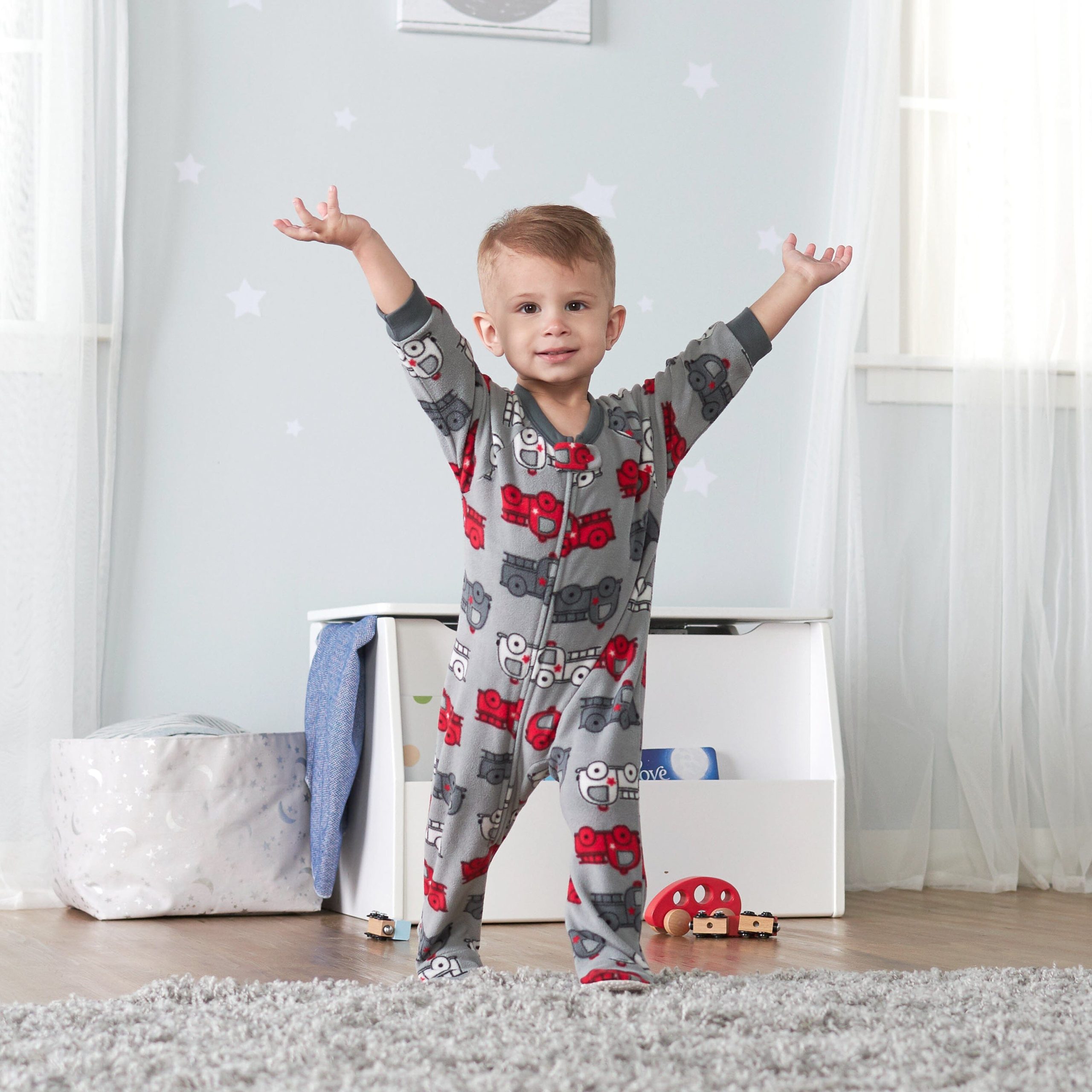 4-Pack Baby Boys Fire Trucks & Plaid Fleece Pajamas - Image 3
