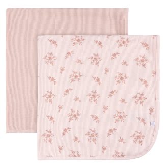 2-Pack Baby Girls Pink Floral Cotton Thermal Blankets