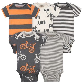 5-Pack Baby Boys Comfy Stretch Bicycle Short Sleeve Onesies® Bodysuits