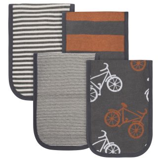 4-Pack Baby Boys Comfy Stretch Bicycle Burp Cloths
